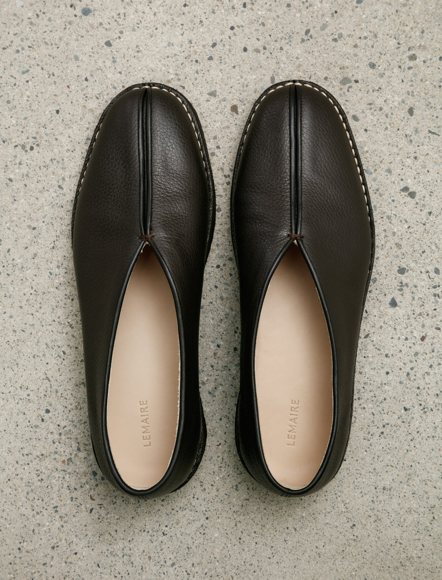 Piped Crepe Slippers Dark Brown - Image 2