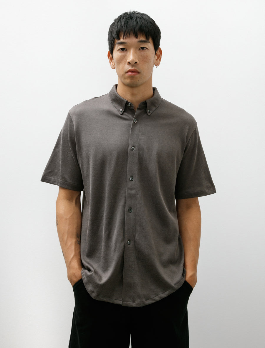 SS CR Jersey Button Down Grey Olive - Image 1