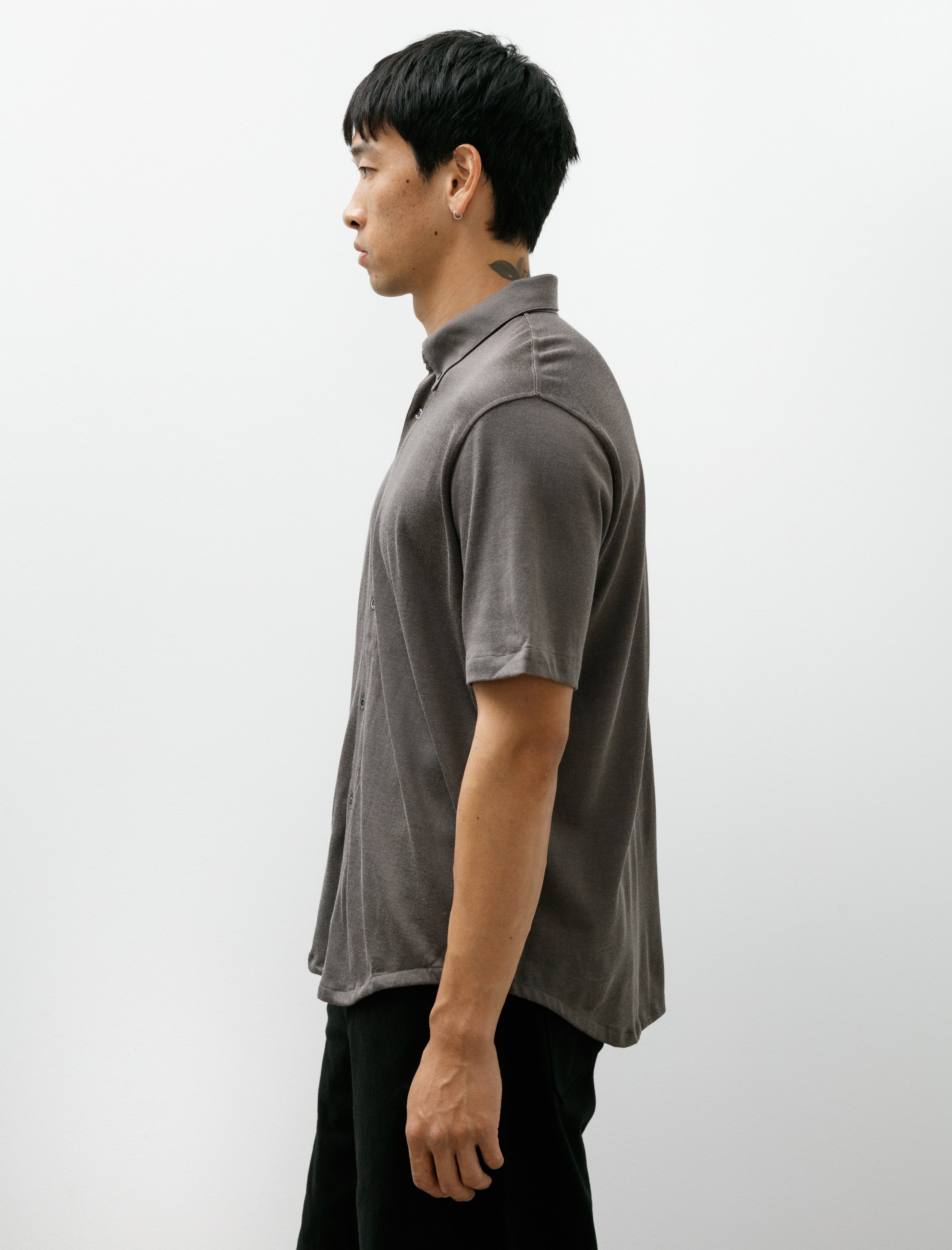 Lady White Co. SS CR Jersey Button Down Grey Olive