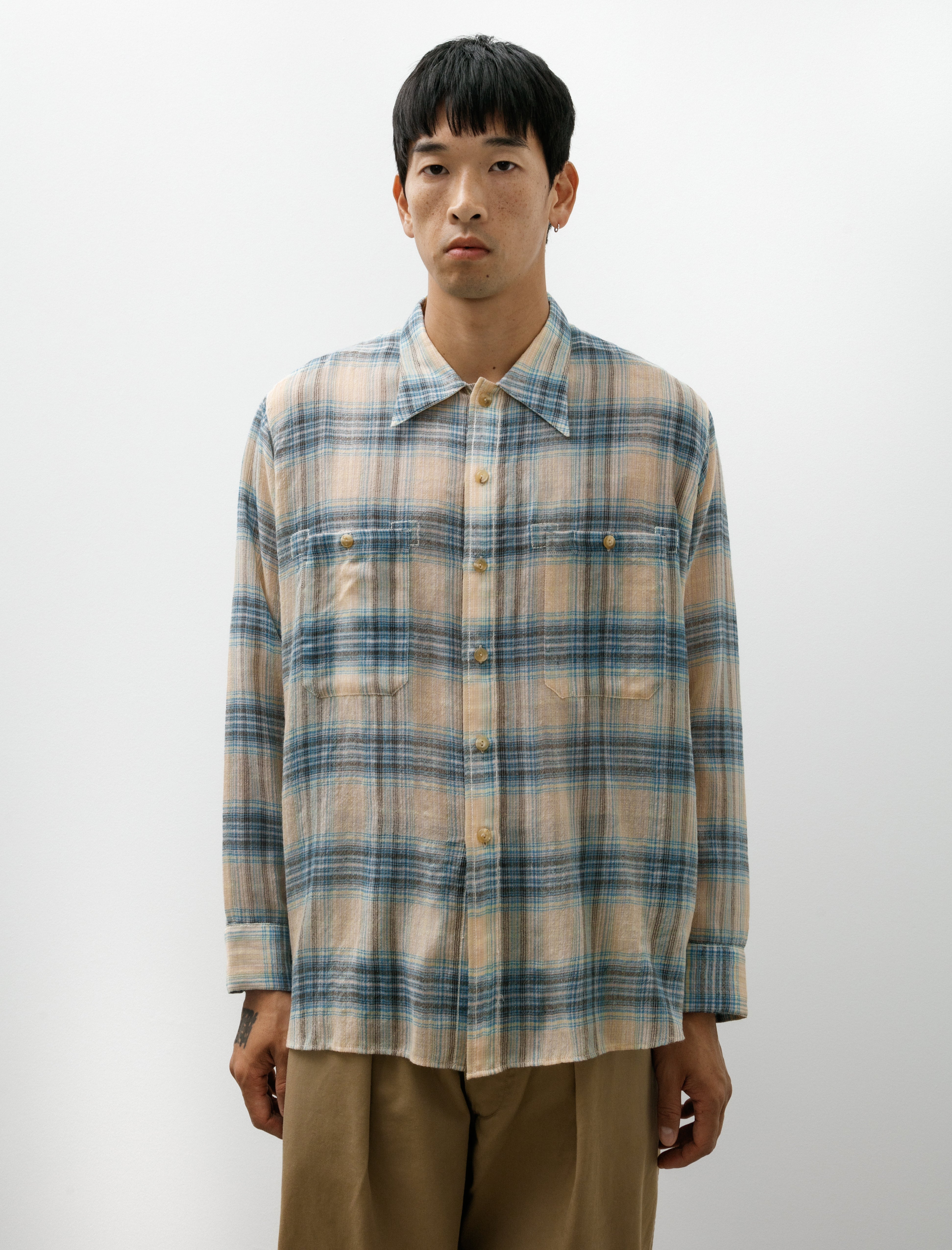 Niceness Tommy Multicolour Ombre Work Shirt Beige