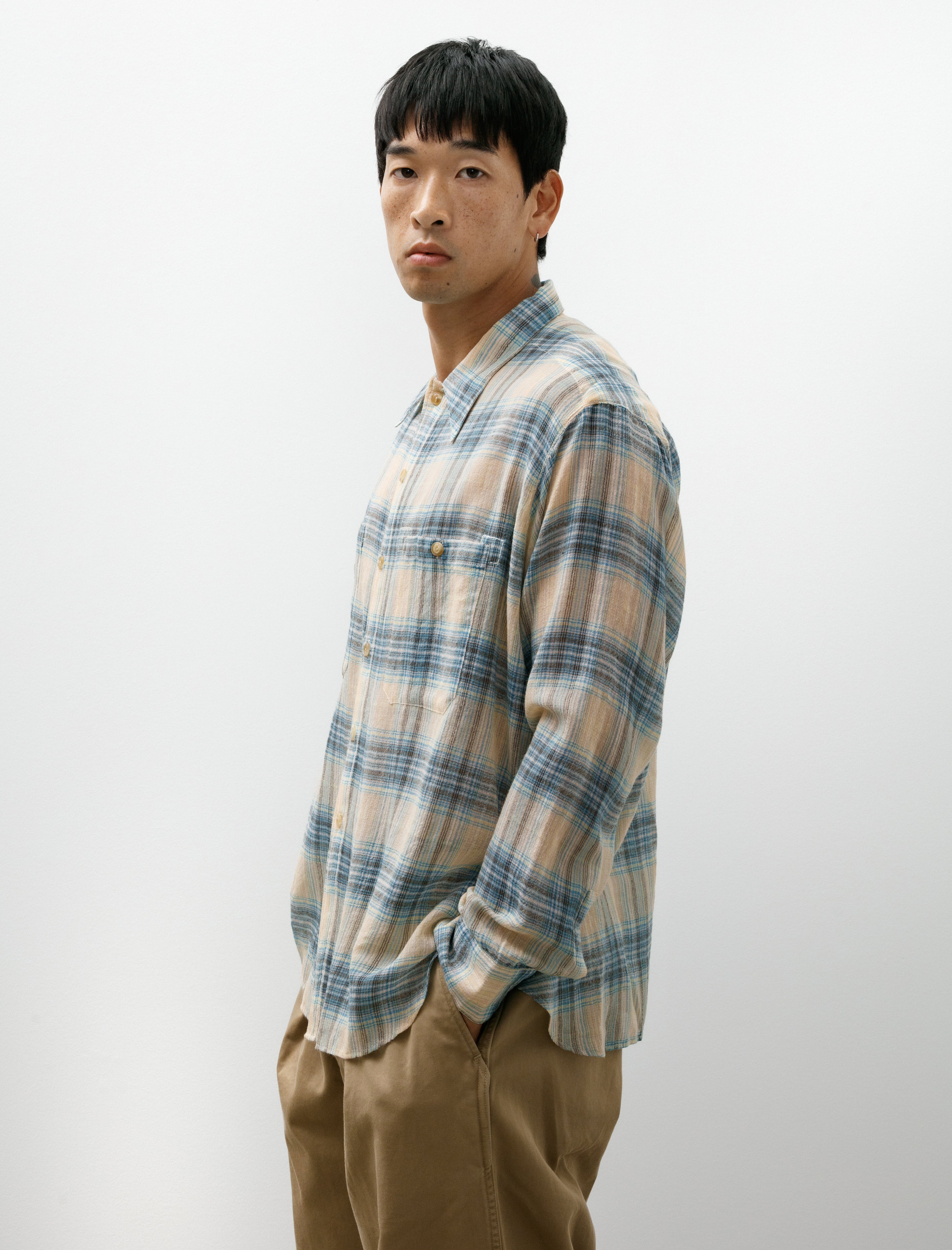 Niceness Tommy Multicolour Ombre Work Shirt Beige