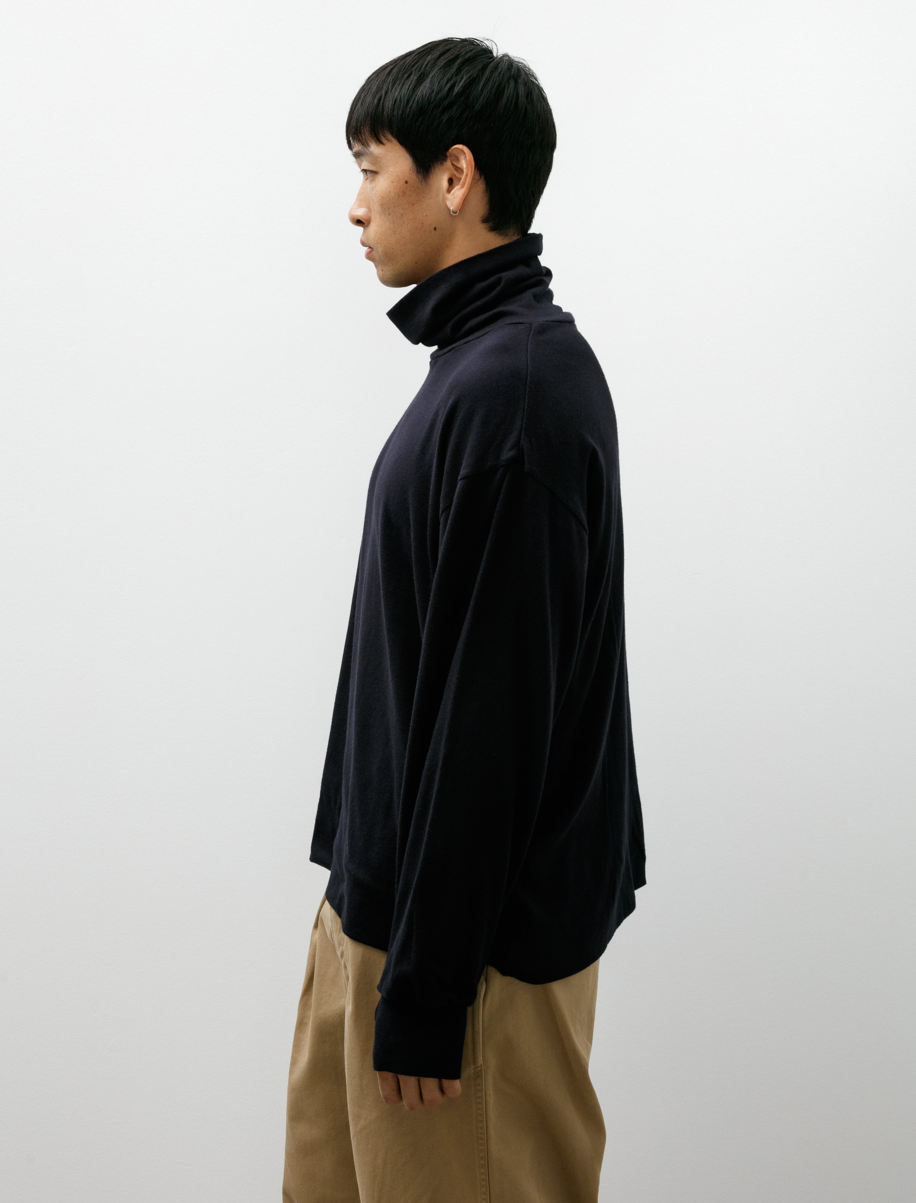 Niceness Buckley Cotton Cashmere Loose Mock Neck L/S Black