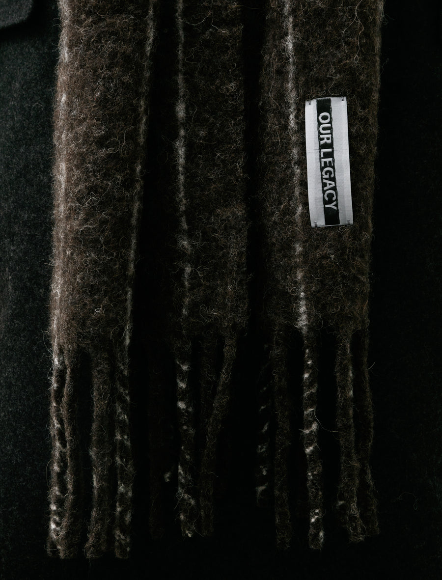 Estate Scarf Brown Pinstripe Fuzzy Alpaca - Image 3