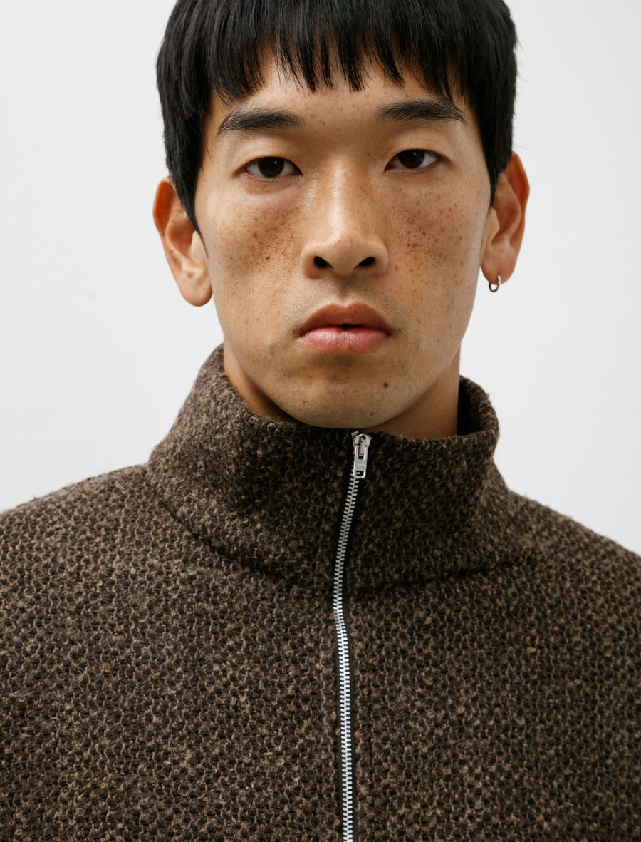 Shrunken Fullzip Polo Brown Sparse Buckle Weave - Image 5