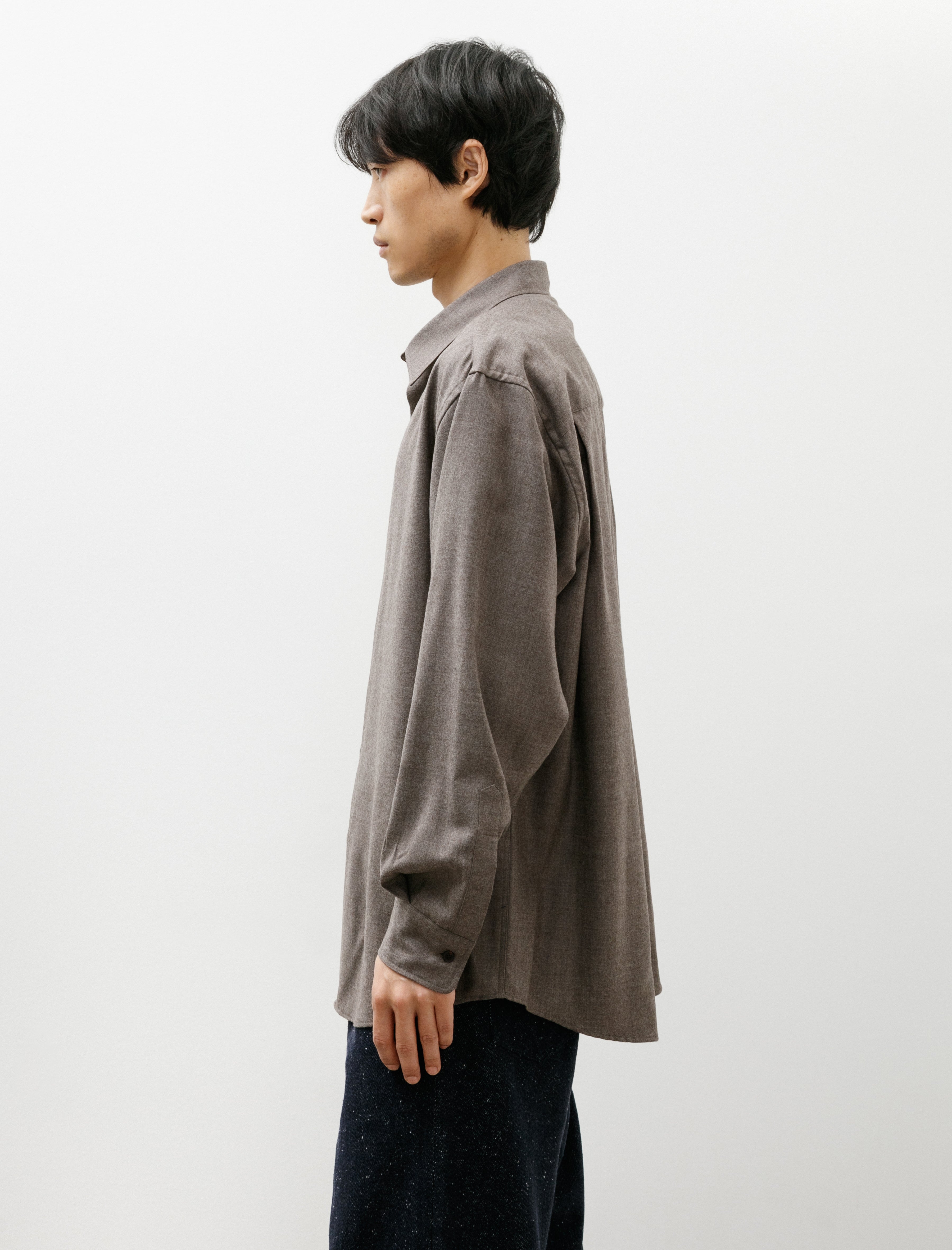 Auralee Super Light Wool Shirt Top Brown