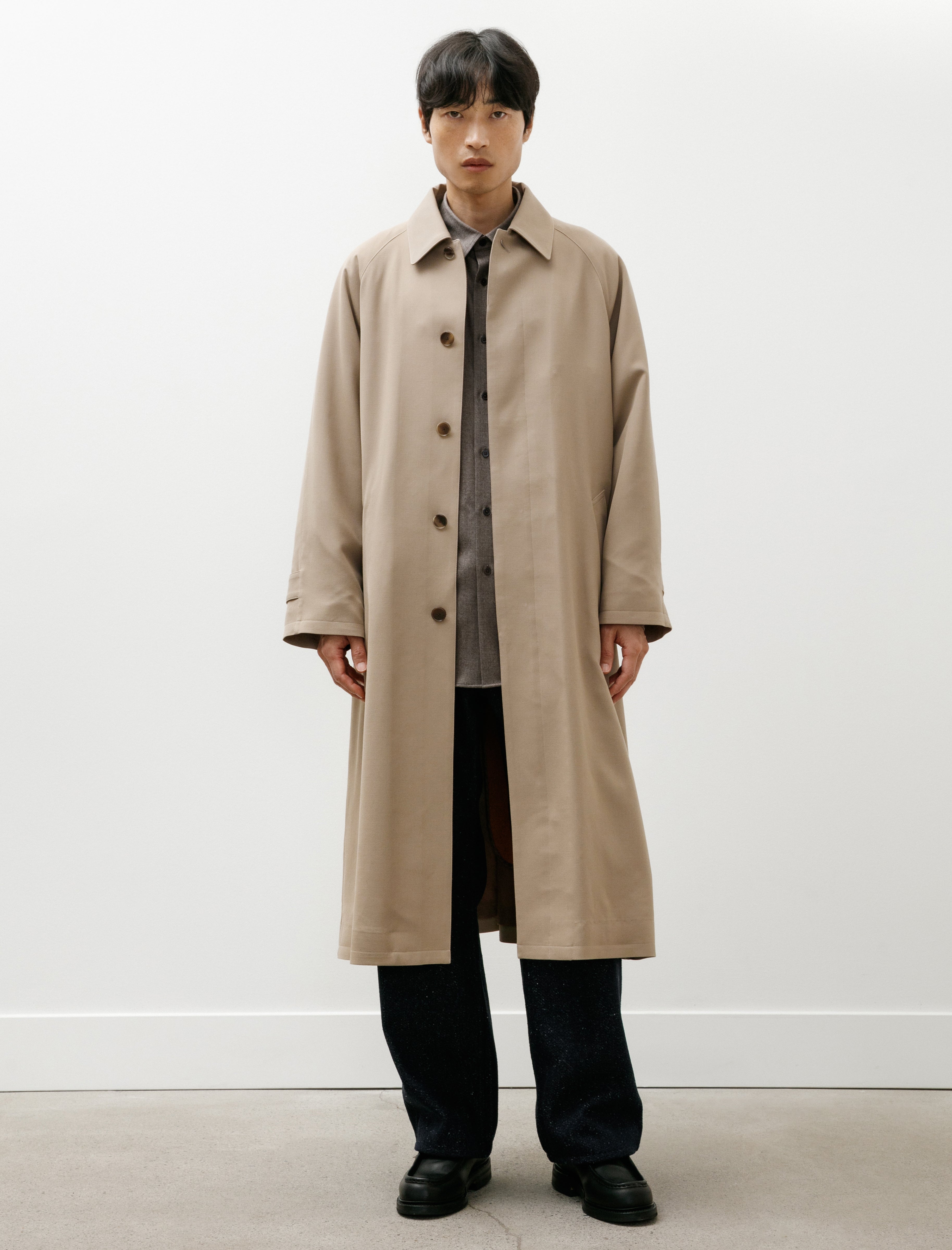 Auralee Ultra Fine Wool Twill Wool Lined Coat Beige Mix Orange