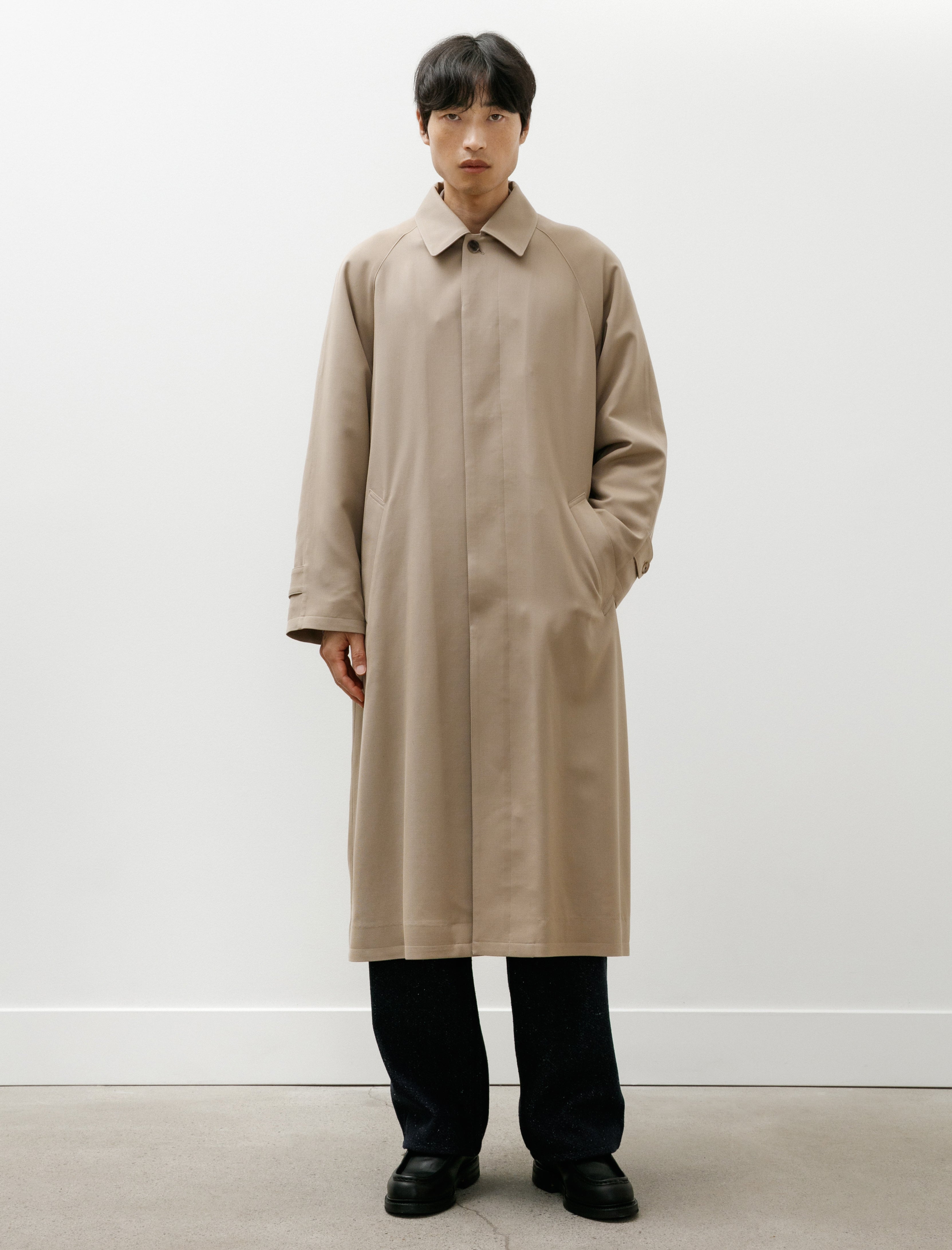 Auralee Ultra Fine Wool Twill Wool Lined Coat Beige Mix Orange