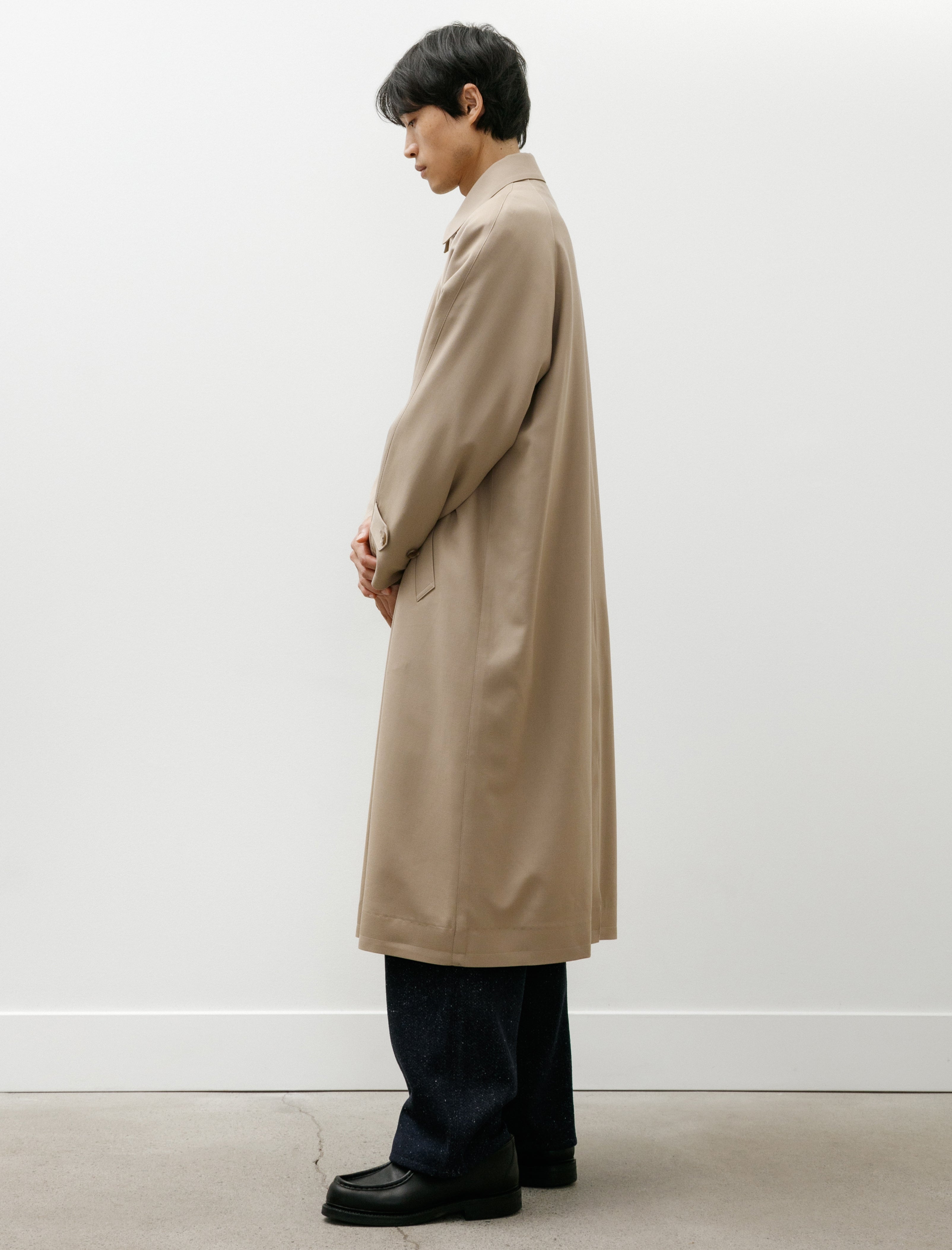 Auralee Ultra Fine Wool Twill Wool Lined Coat Beige Mix Orange