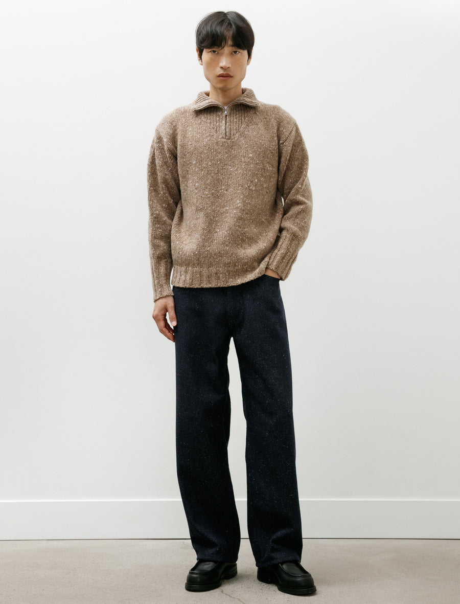 Silk Nep Denim 5P Wide Pants Dark Navy - Image 1