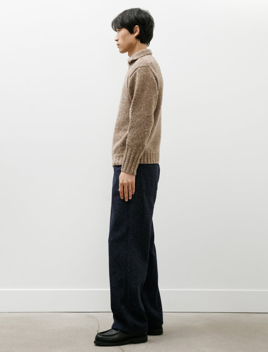 Silk Nep Denim 5P Wide Pants Dark Navy - Image 3
