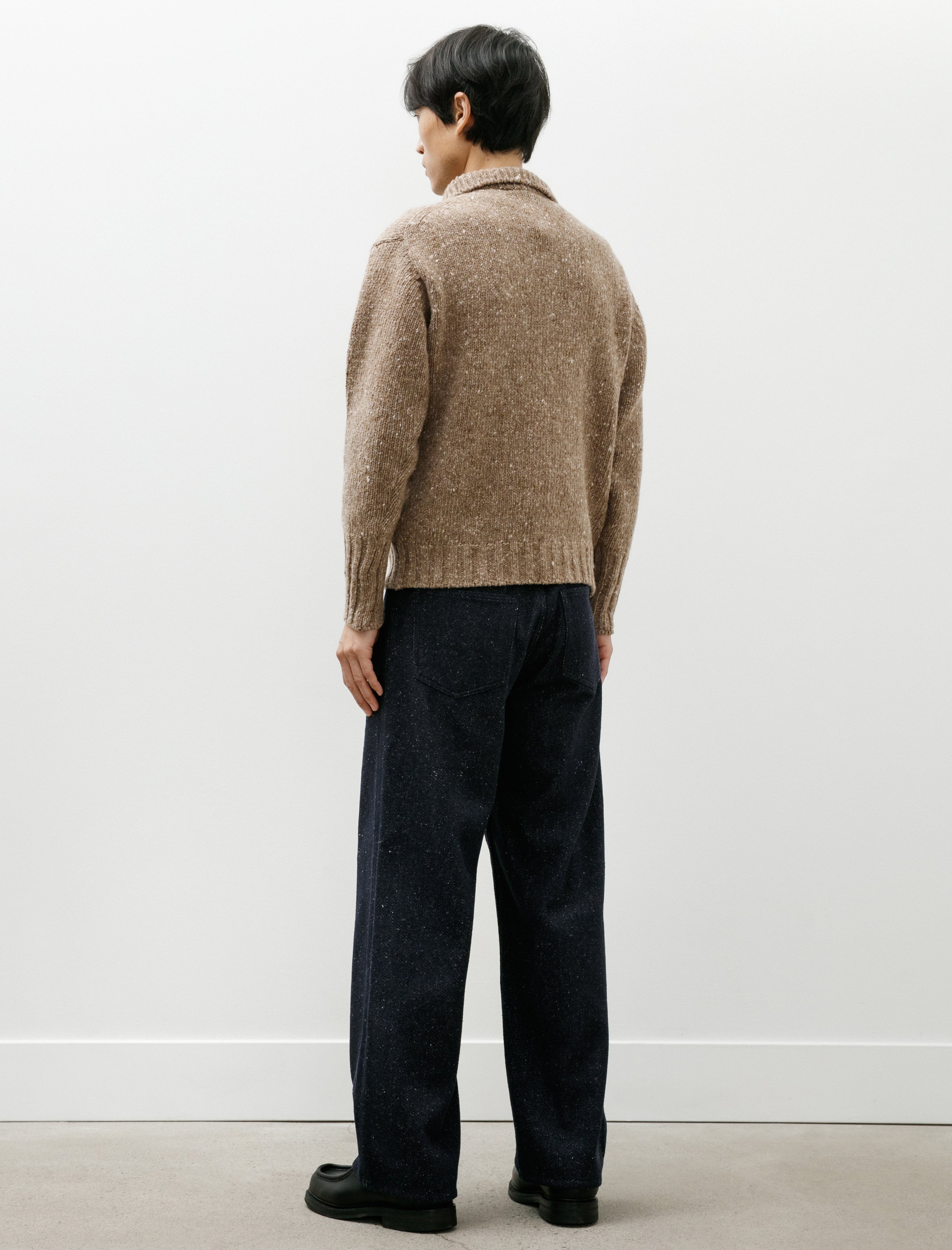 Auralee Silk Nep Denim 5P Wide Pants Dark Navy