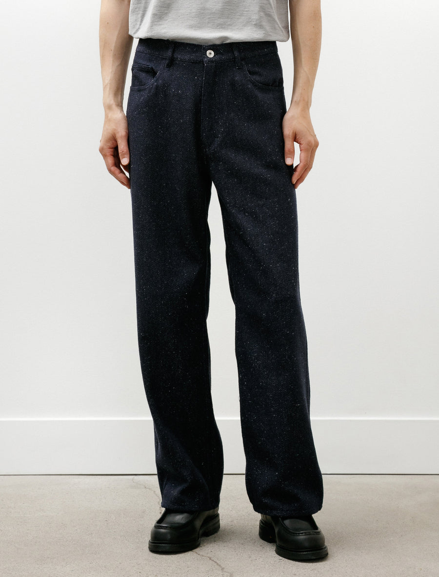 Silk Nep Denim 5P Wide Pants Dark Navy - Image 4
