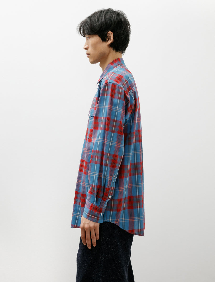 High Twist Cotton Silk Shirt Blue Check - Image 3