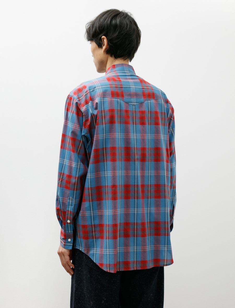 High Twist Cotton Silk Shirt Blue Check - Image 2