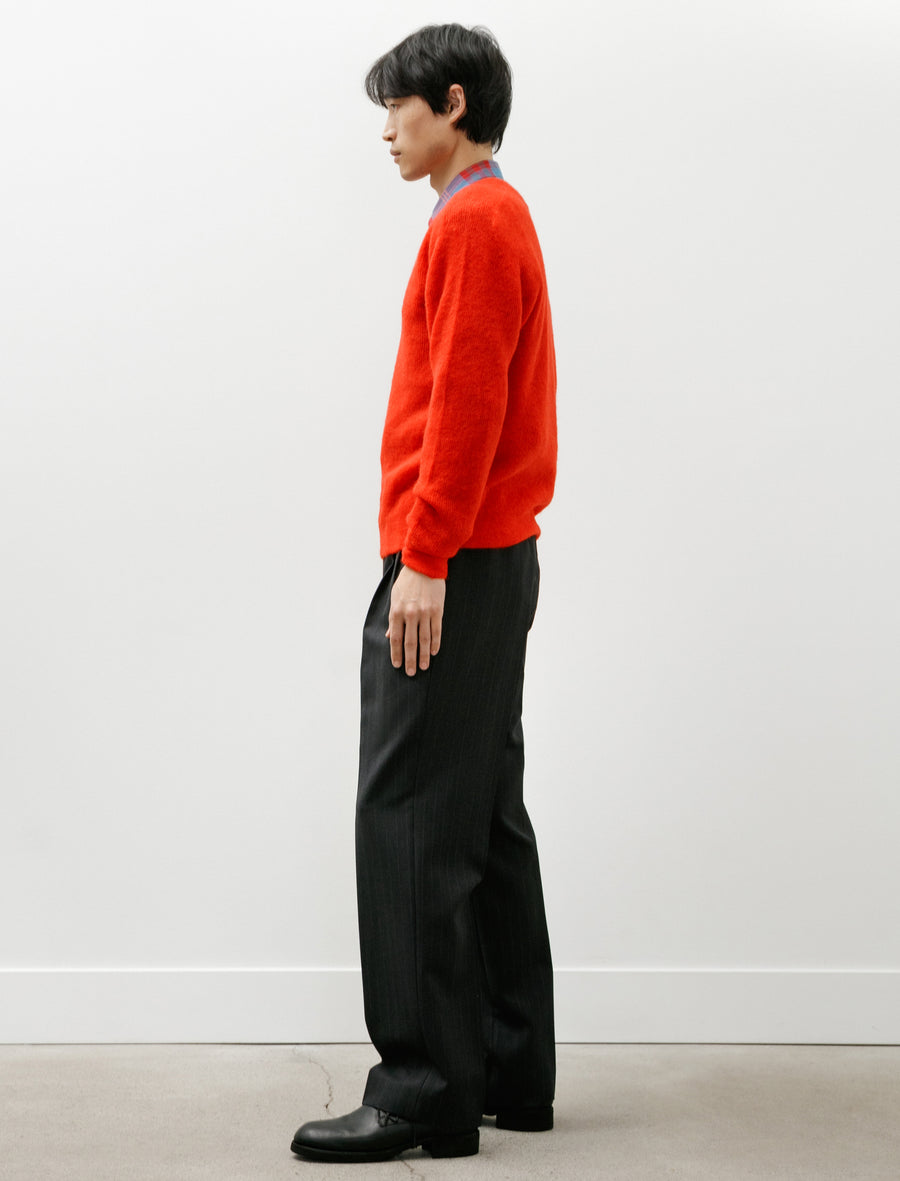 Bluefaced Wool Two-Tuck Slacks Charcoal Navy Stripe - Image 3