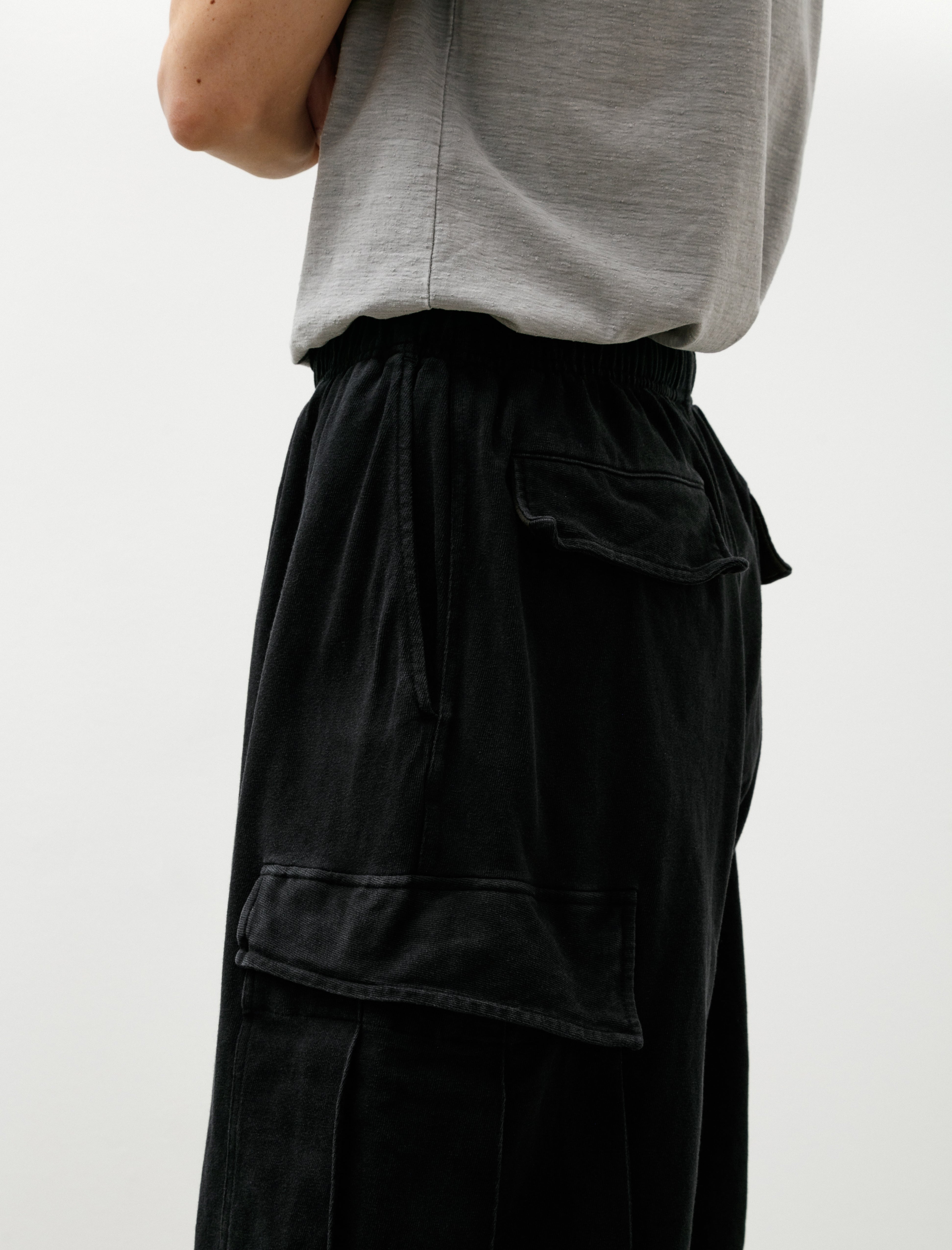 Comoli Cotton Jersey 6-Pocket Pants Black
