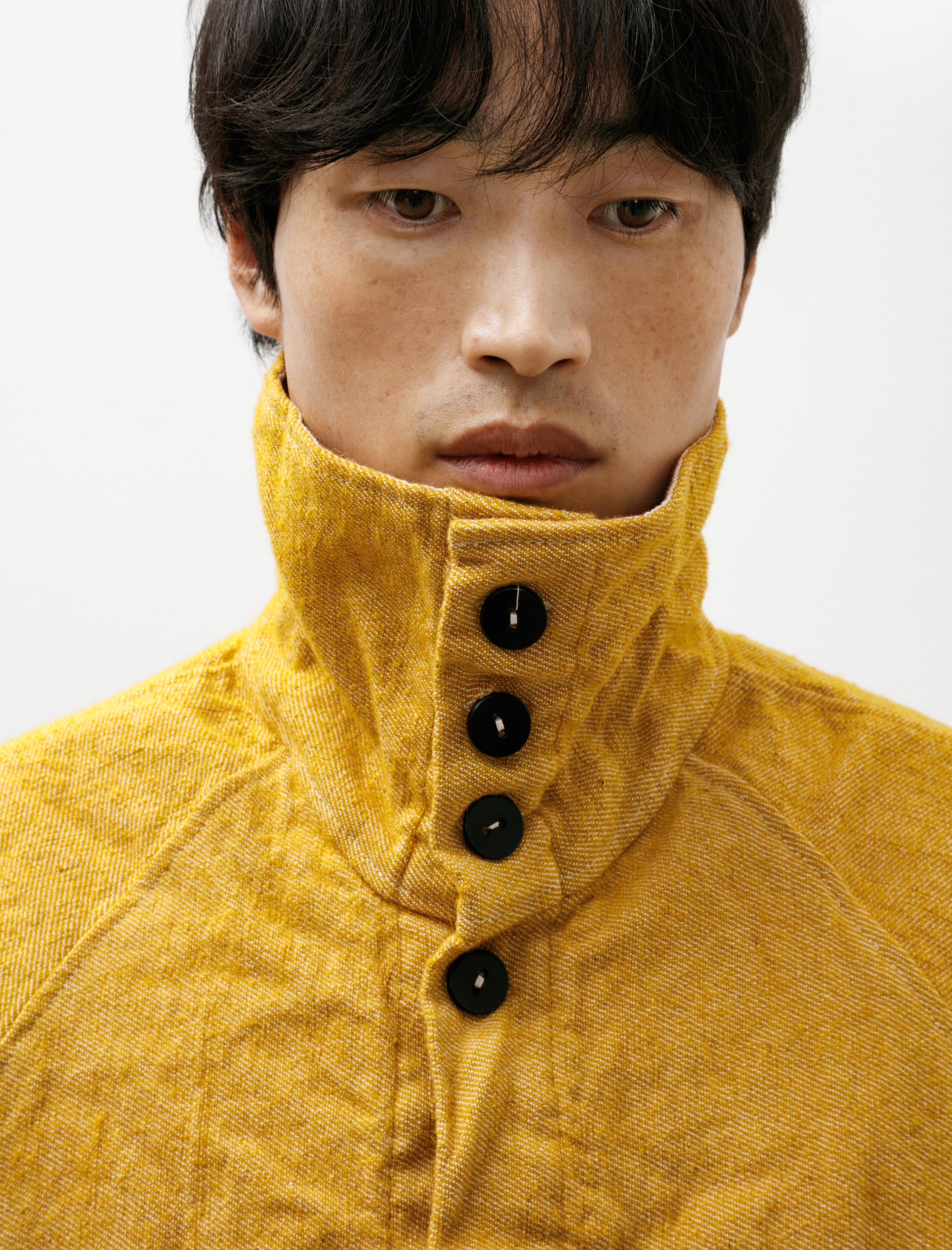 Tender 975 Collared Drafting Coat Yellow Wool Carpet Twill