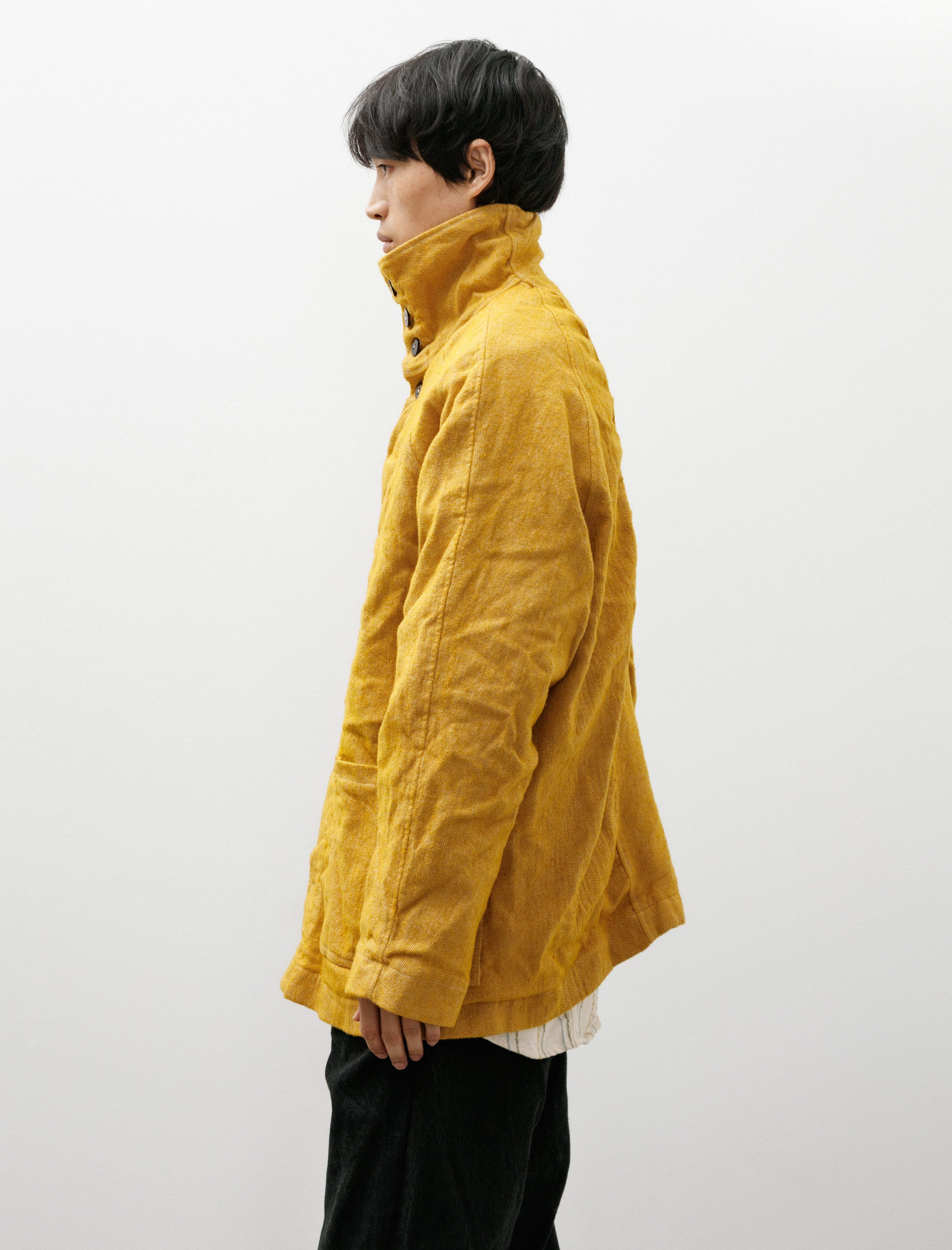 Tender 975 Collared Drafting Coat Yellow Wool Carpet Twill