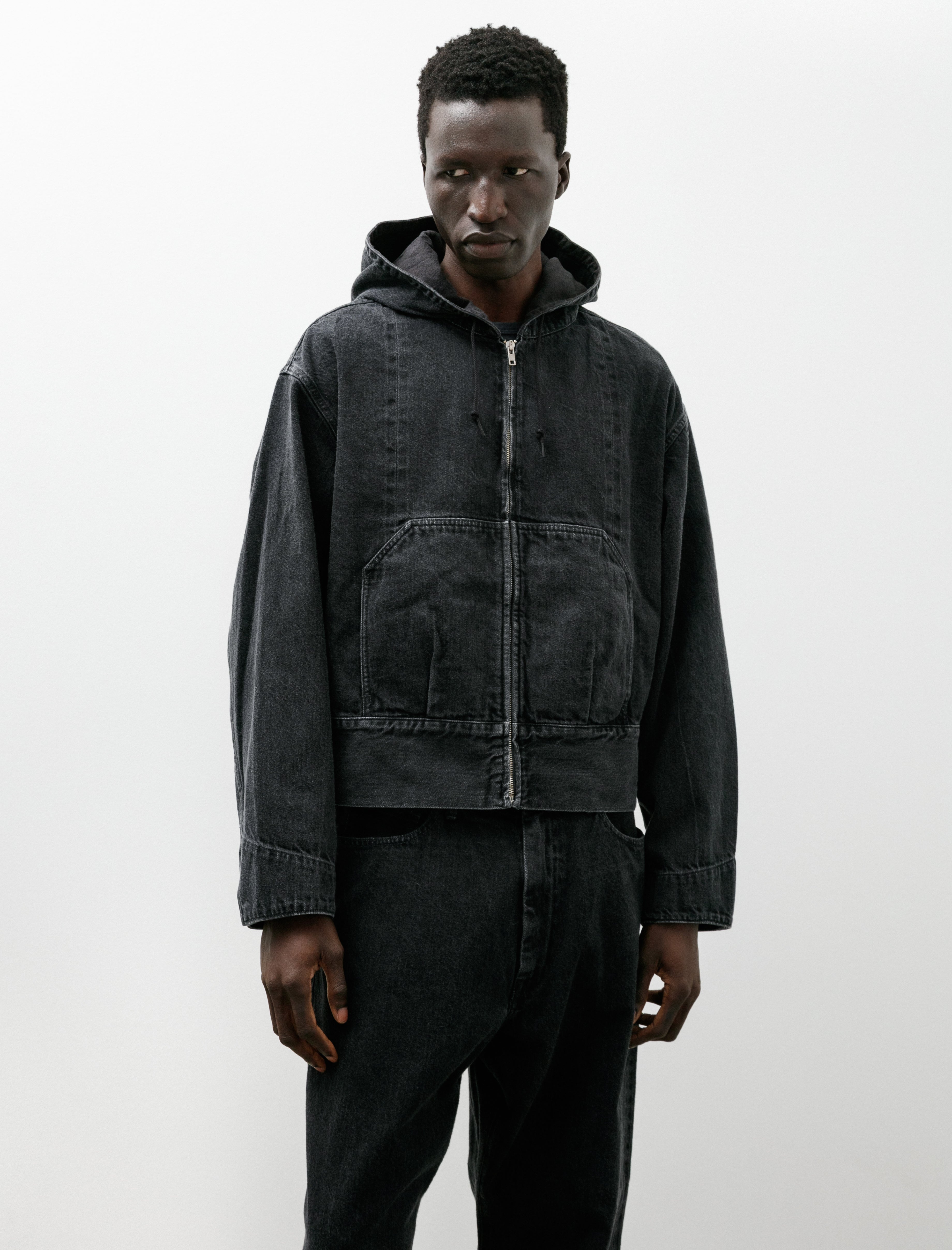Lady White Co. x Phigvel Hooded Denim Blouson Hand Faded Black