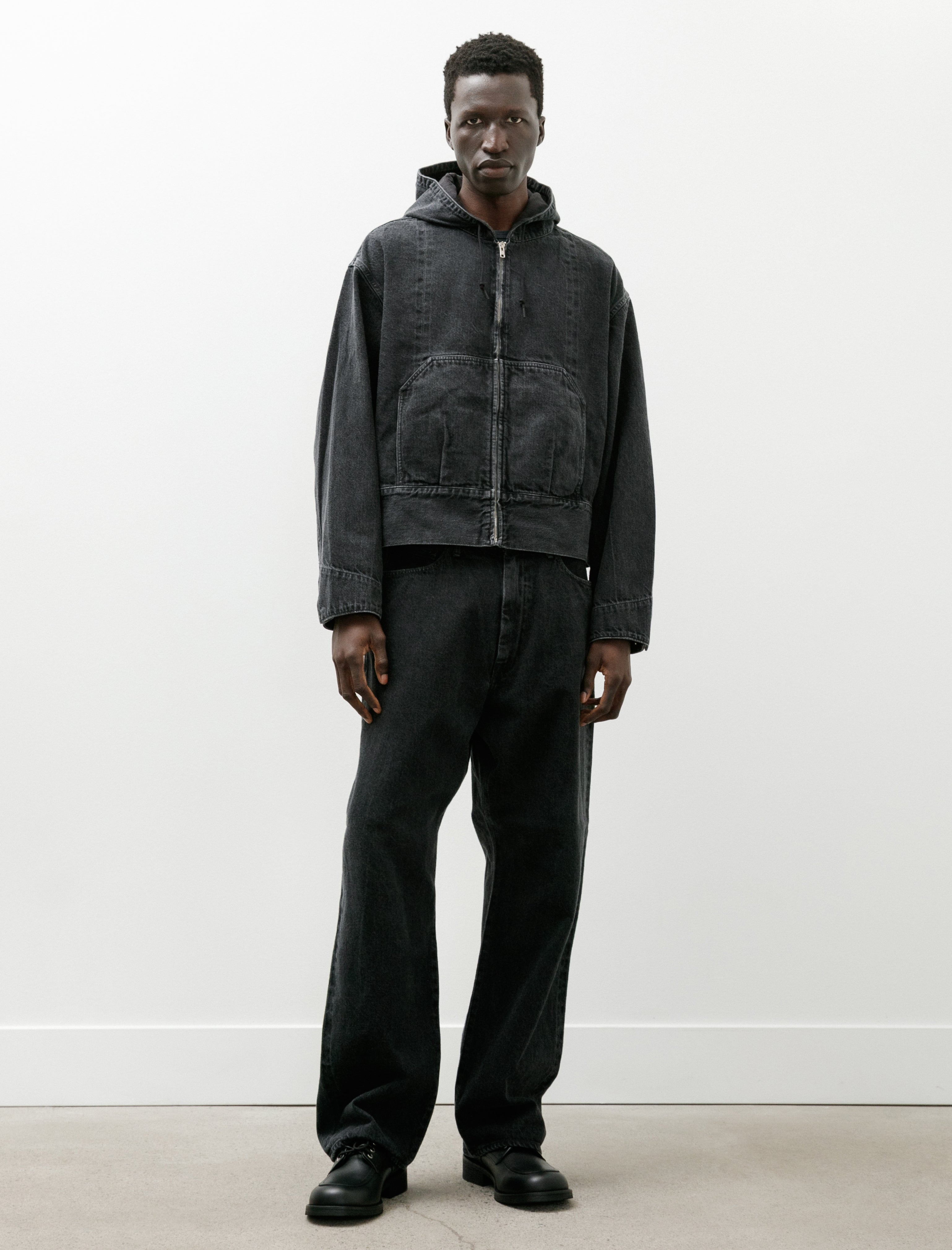 Lady White Co. x Phigvel Hooded Denim Blouson Hand Faded Black