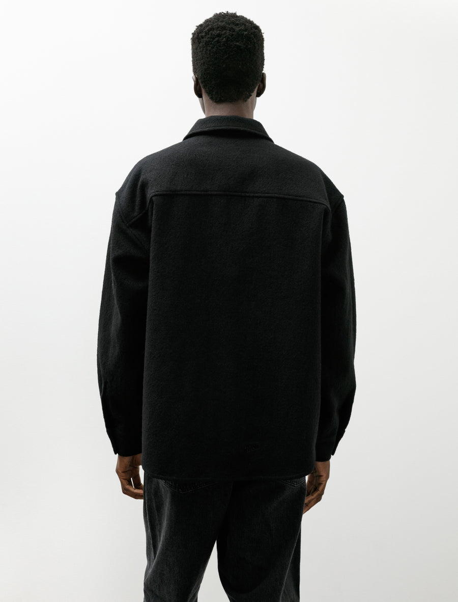 Double Pocket Overshirt Piece Dyed Wool Twill Black - Image 2