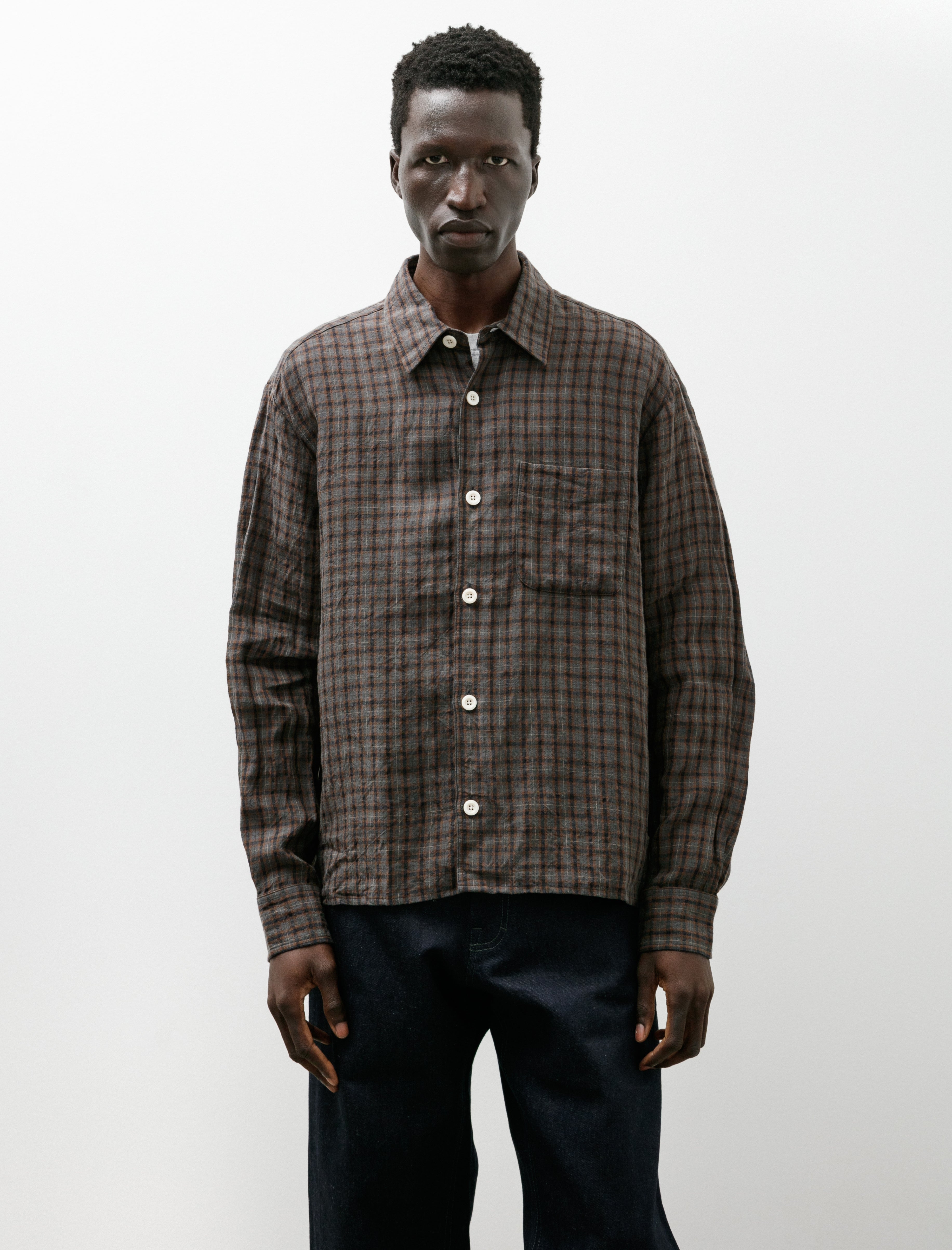 Conkers Farmer Shirt Dishcloth Linen Dusk