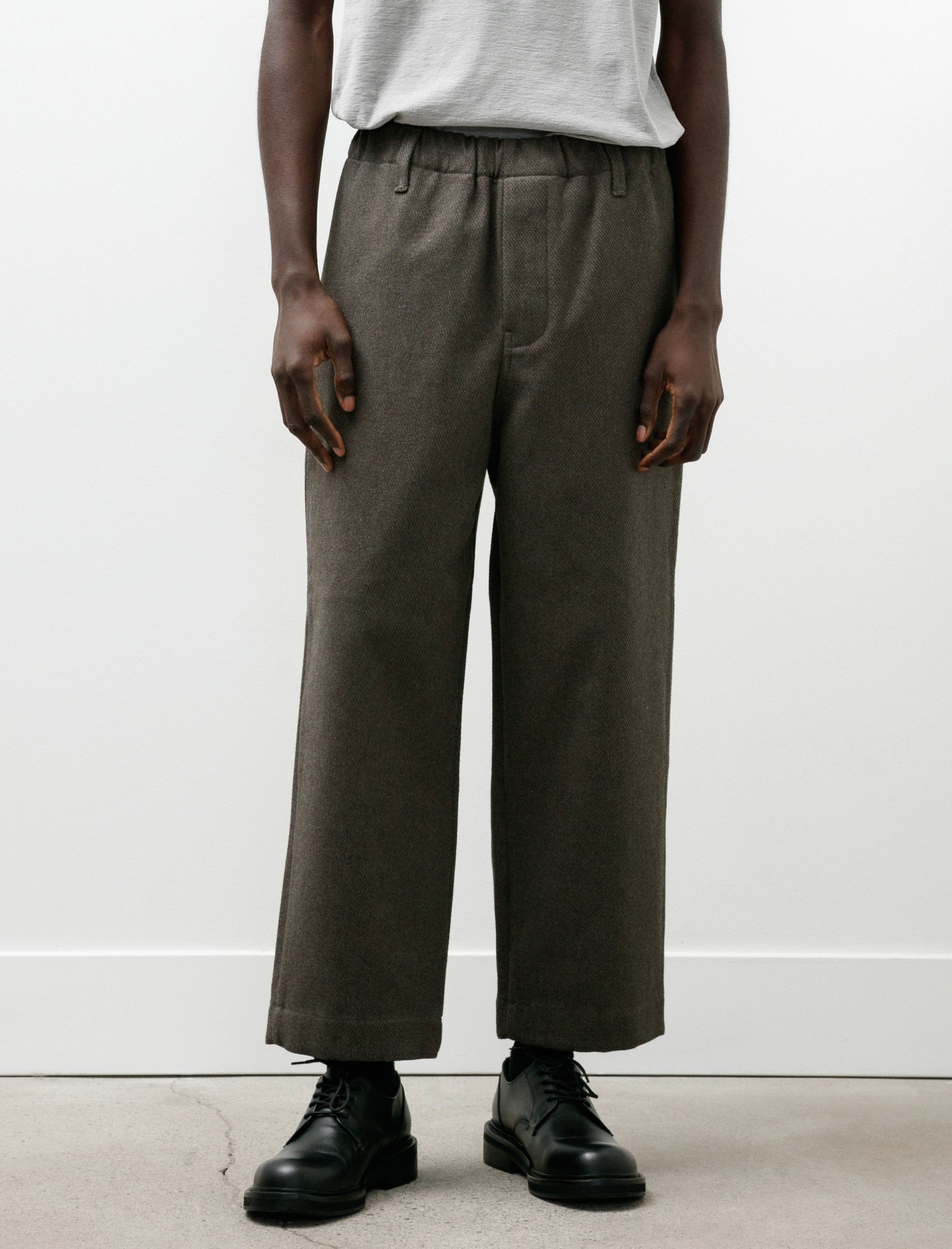 Evan Kinori Elastic Pant Top Dyed Cotton Kersey Olive Heather