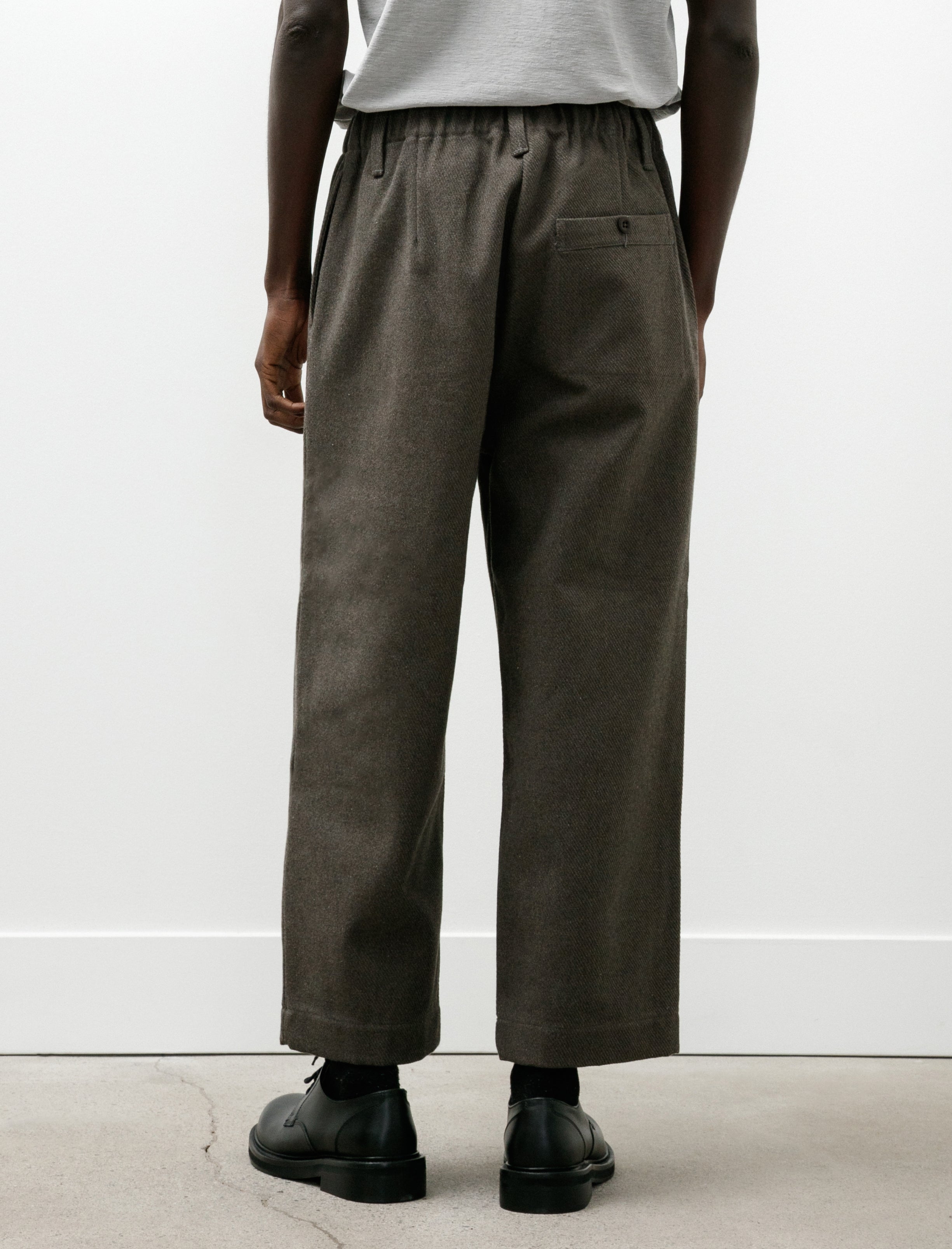 Evan Kinori Elastic Pant Top Dyed Cotton Kersey Olive Heather