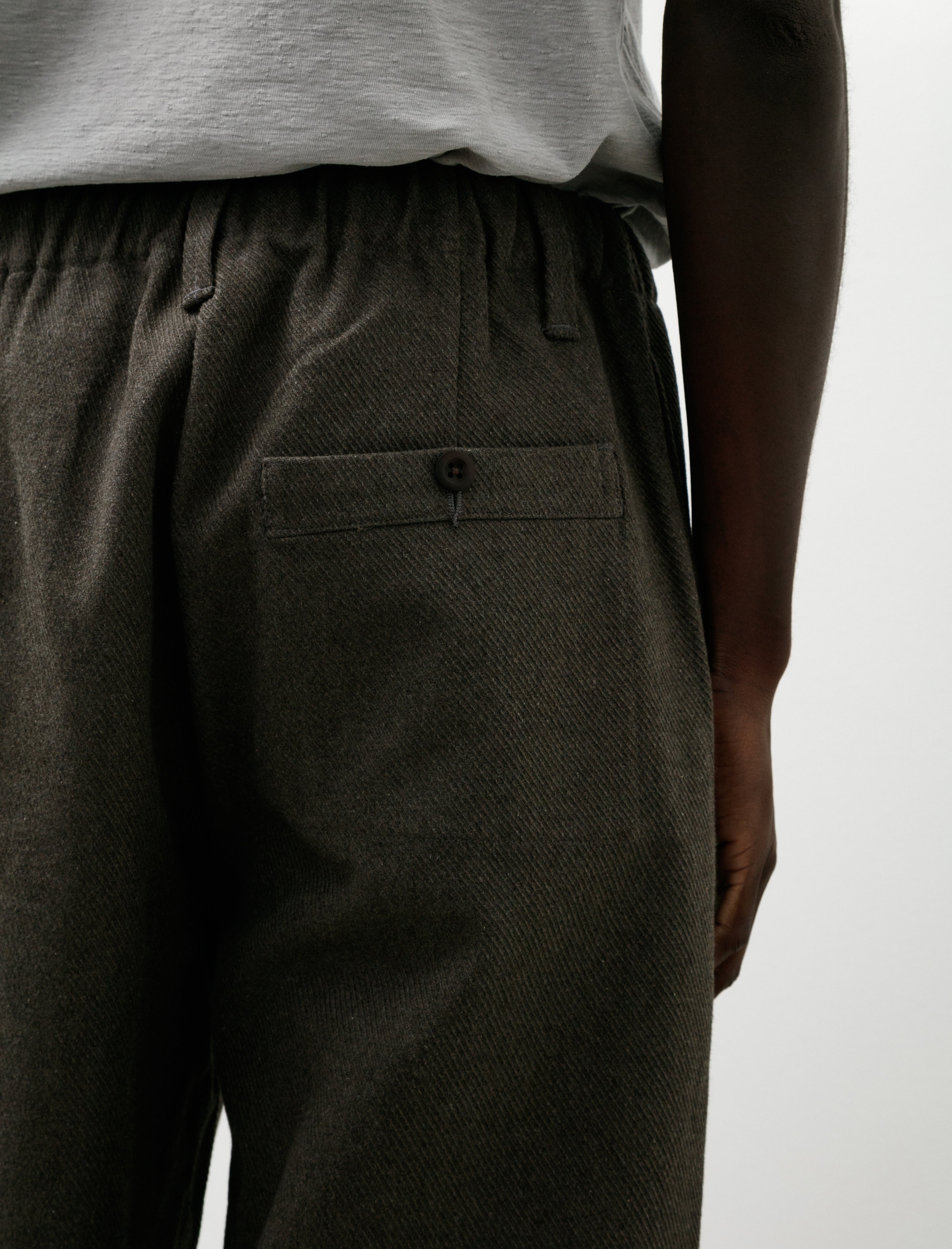Evan Kinori Elastic Pant Top Dyed Cotton Kersey Olive Heather