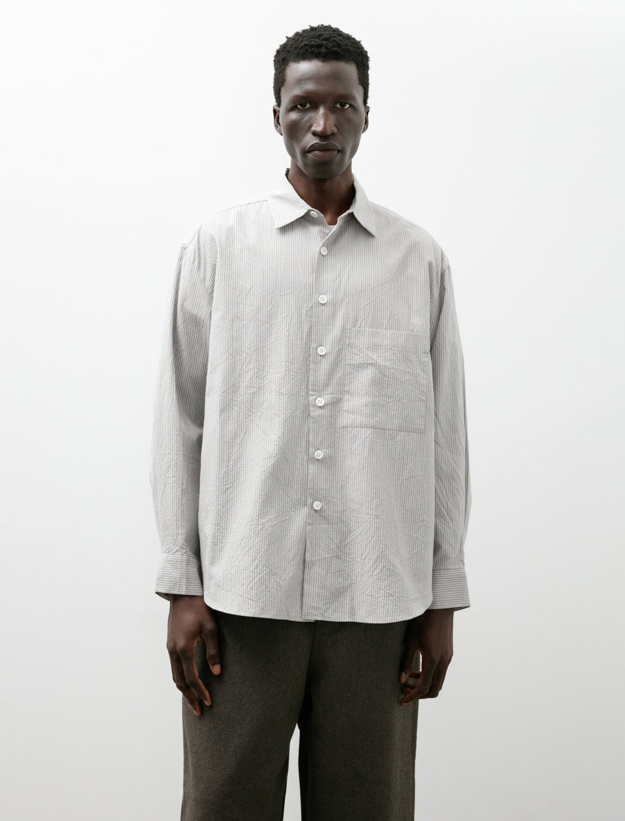 Big Shirt Two Organic Cotton Stripe Light Grey Black - Image 1