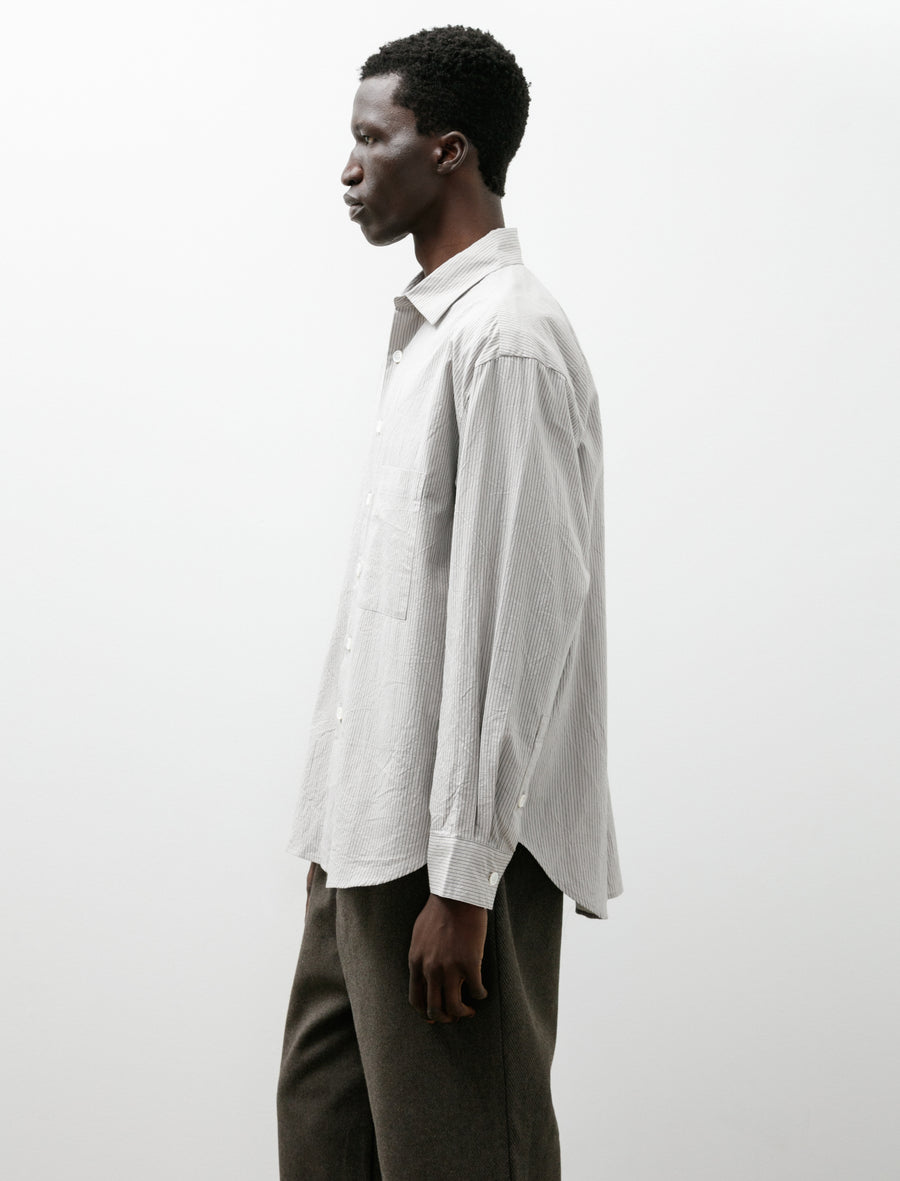 Big Shirt Two Organic Cotton Stripe Light Grey Black - Image 3