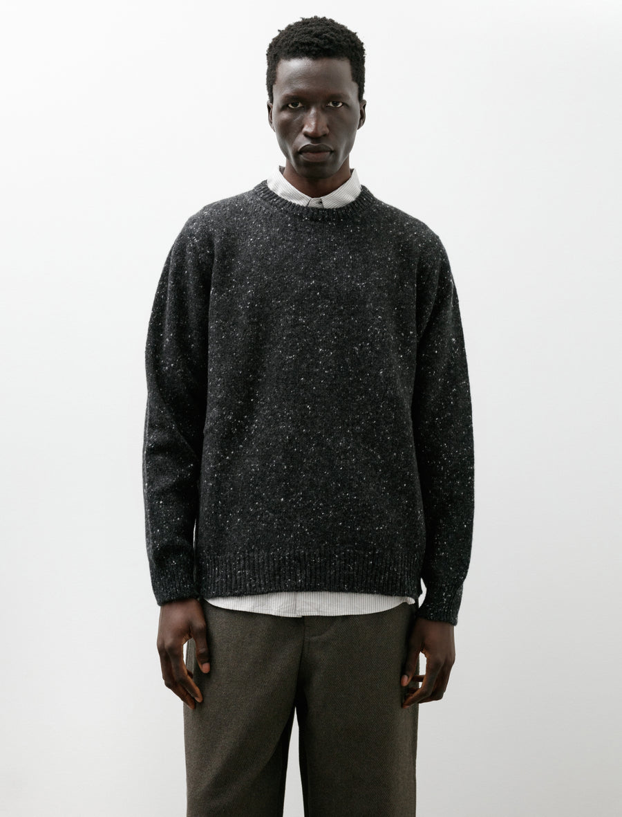 Crewneck Sweater Wool Cashmere Tweed Black - Image 1