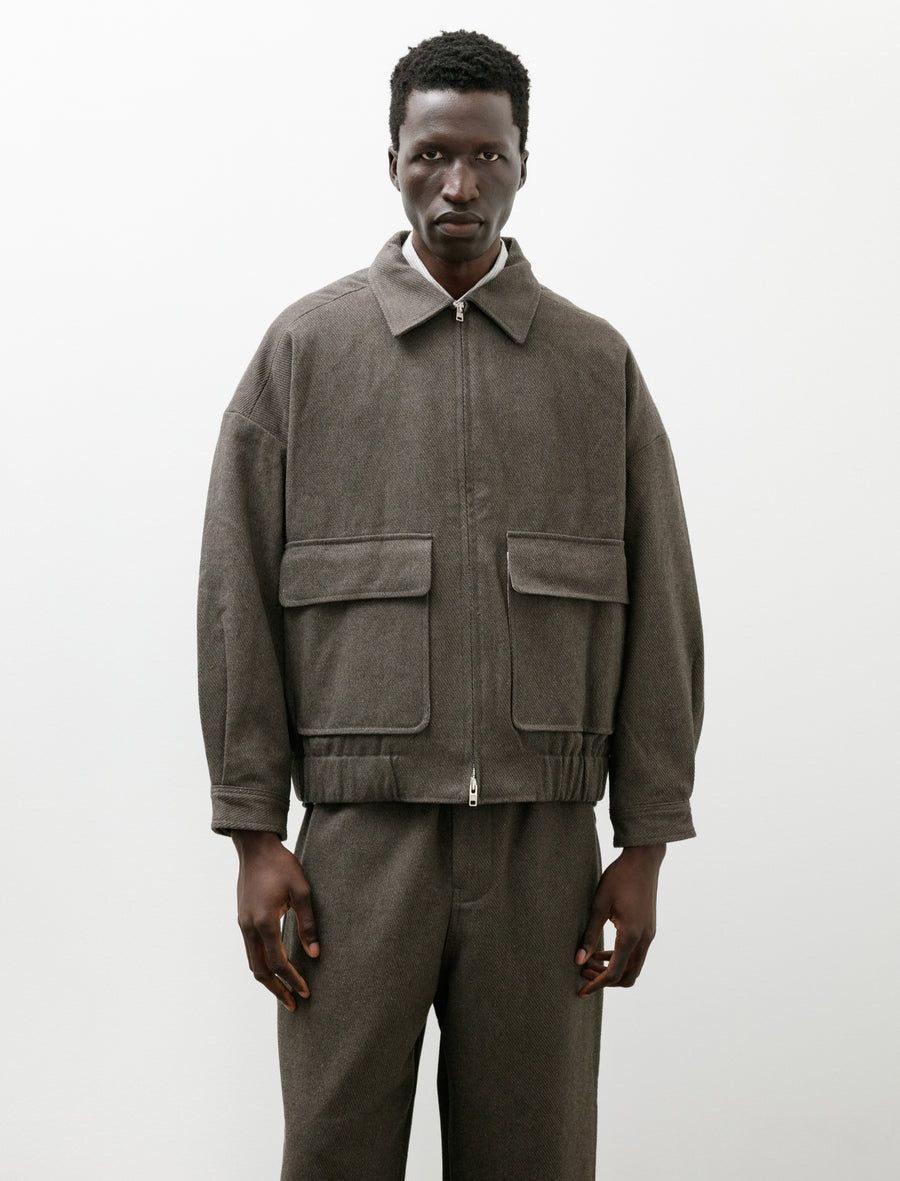 Zip Jacket Two Top Dyed Cotton Kersey Olive Heather - Image 4