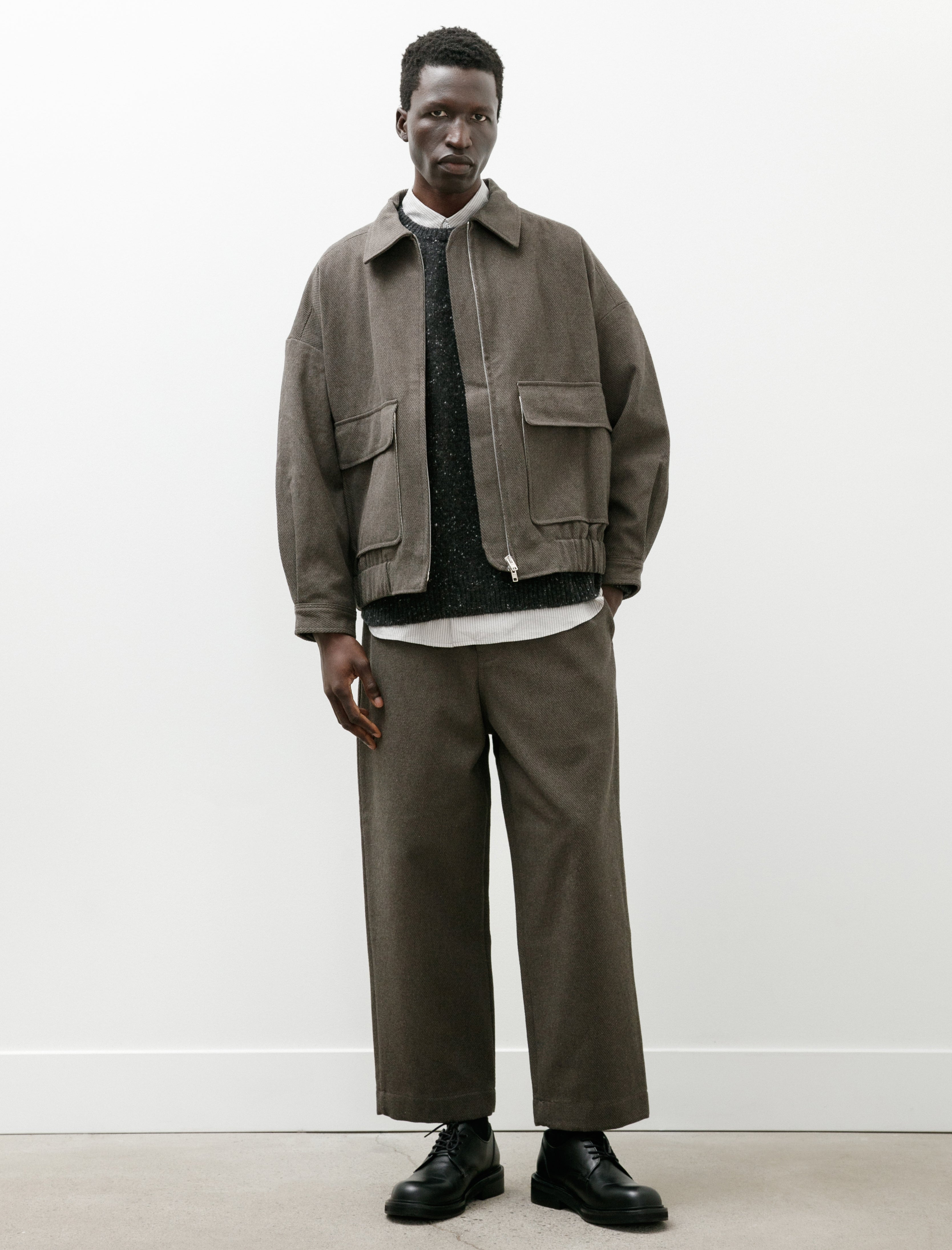 Evan Kinori Elastic Pant Top Dyed Cotton Kersey Olive Heather