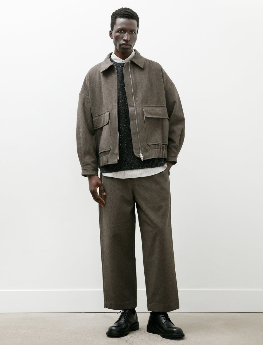 Zip Jacket Two Top Dyed Cotton Kersey Olive Heather - Image 5