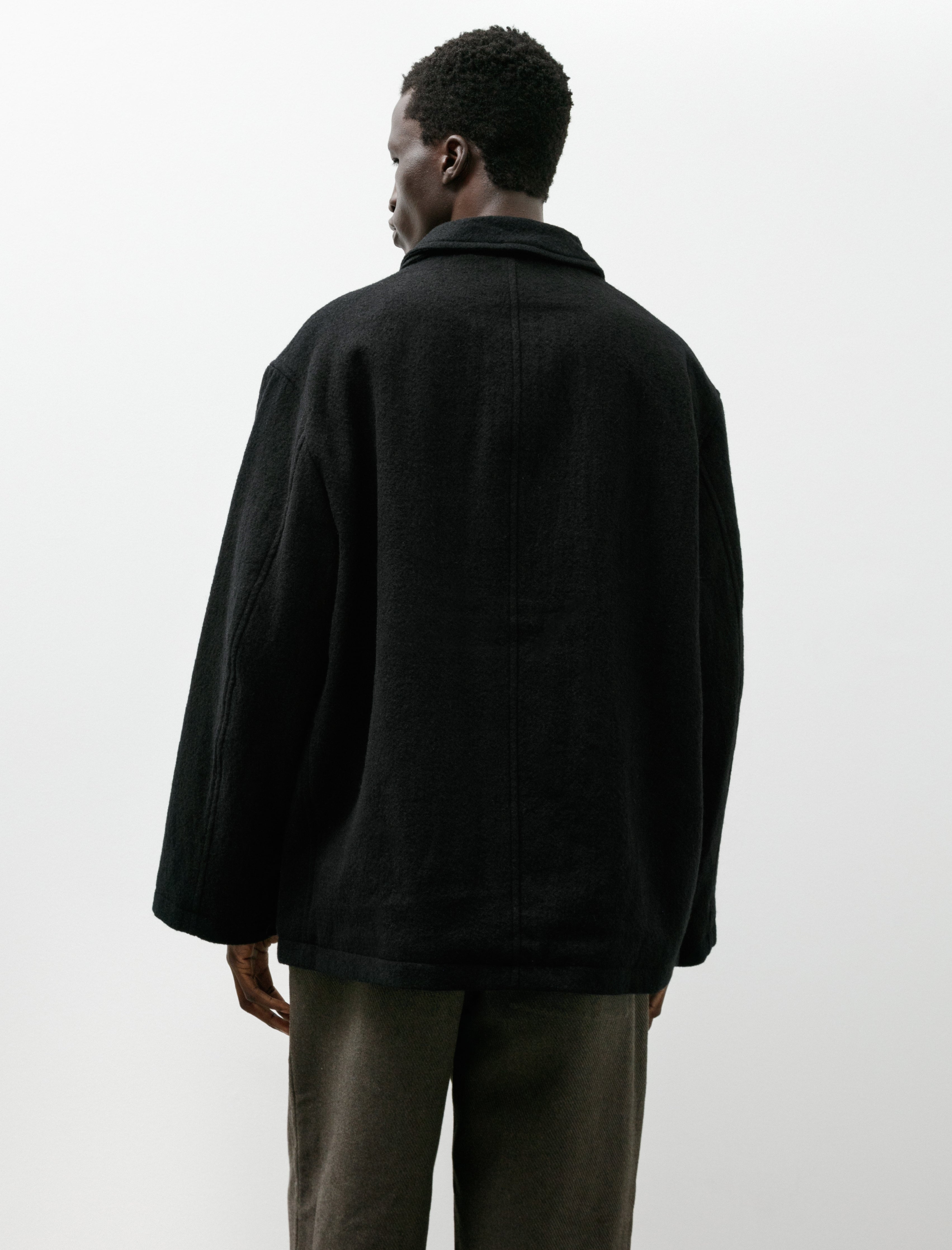 James Coward Sawed Off Mac Piece Dyed Wool Twill Black