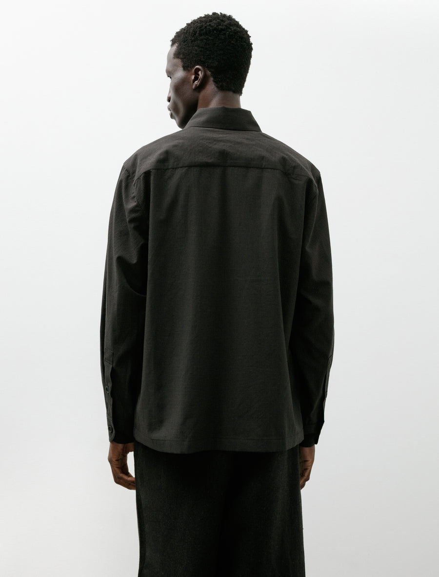 Flat Hem Shirt Worsted Wool Check Olive Black - Image 2