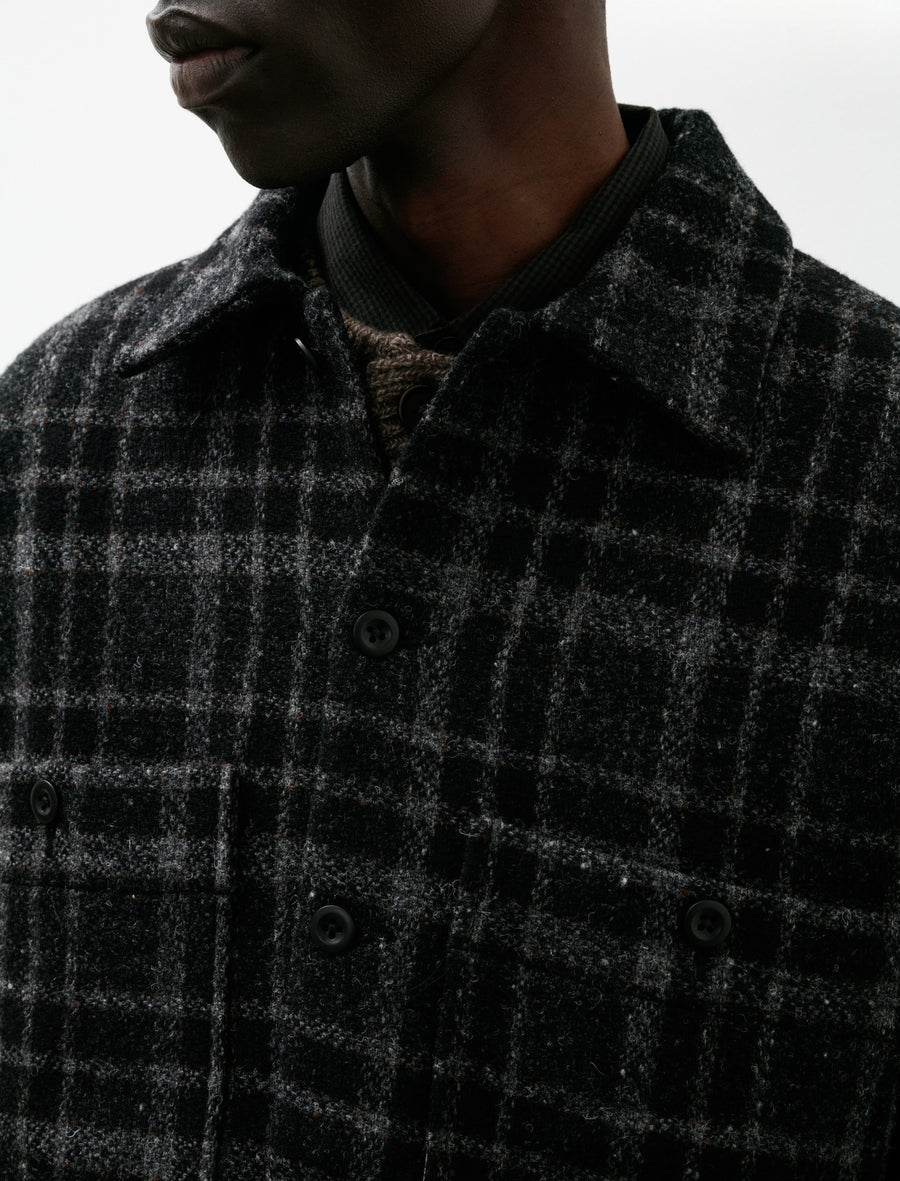 Field Shirt Two Wool Tweed Check Black Grey - Image 5