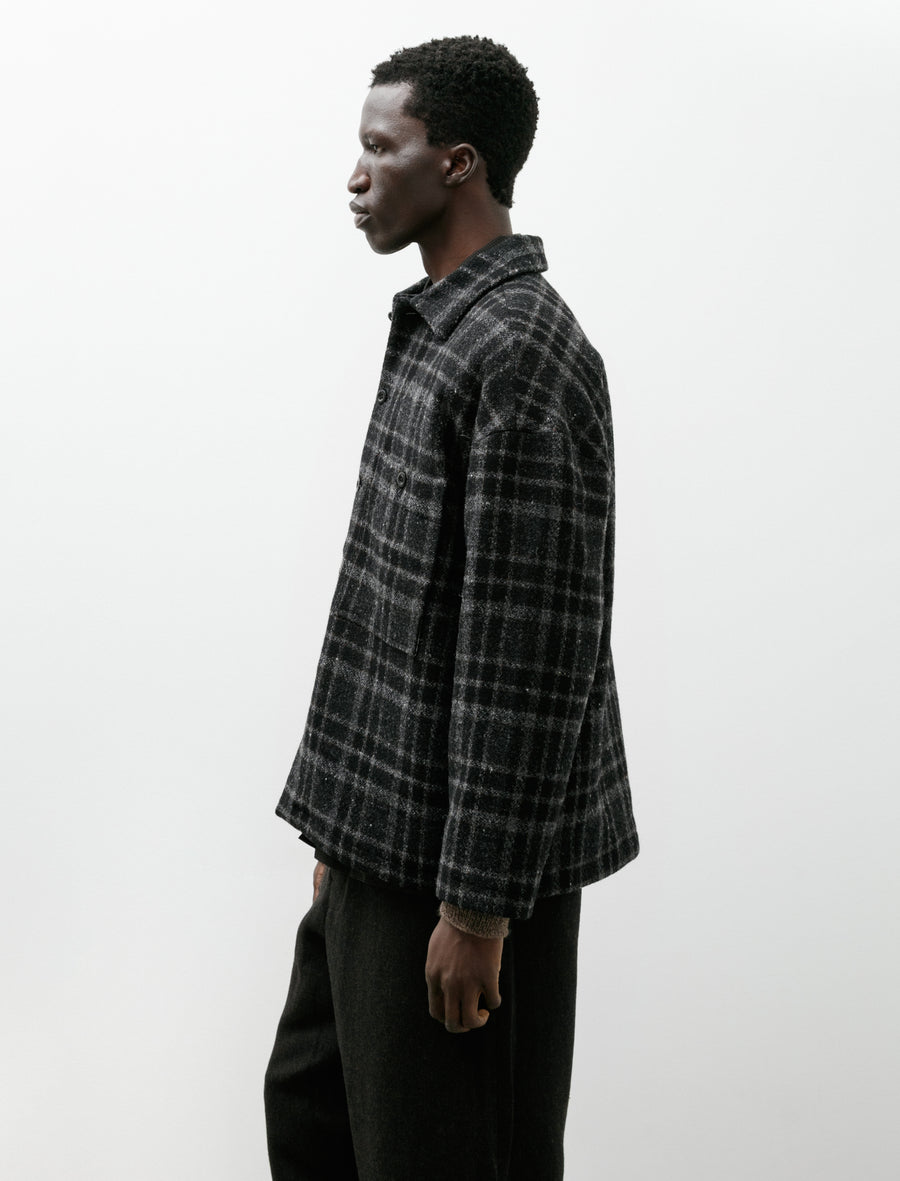 Field Shirt Two Wool Tweed Check Black Grey - Image 3