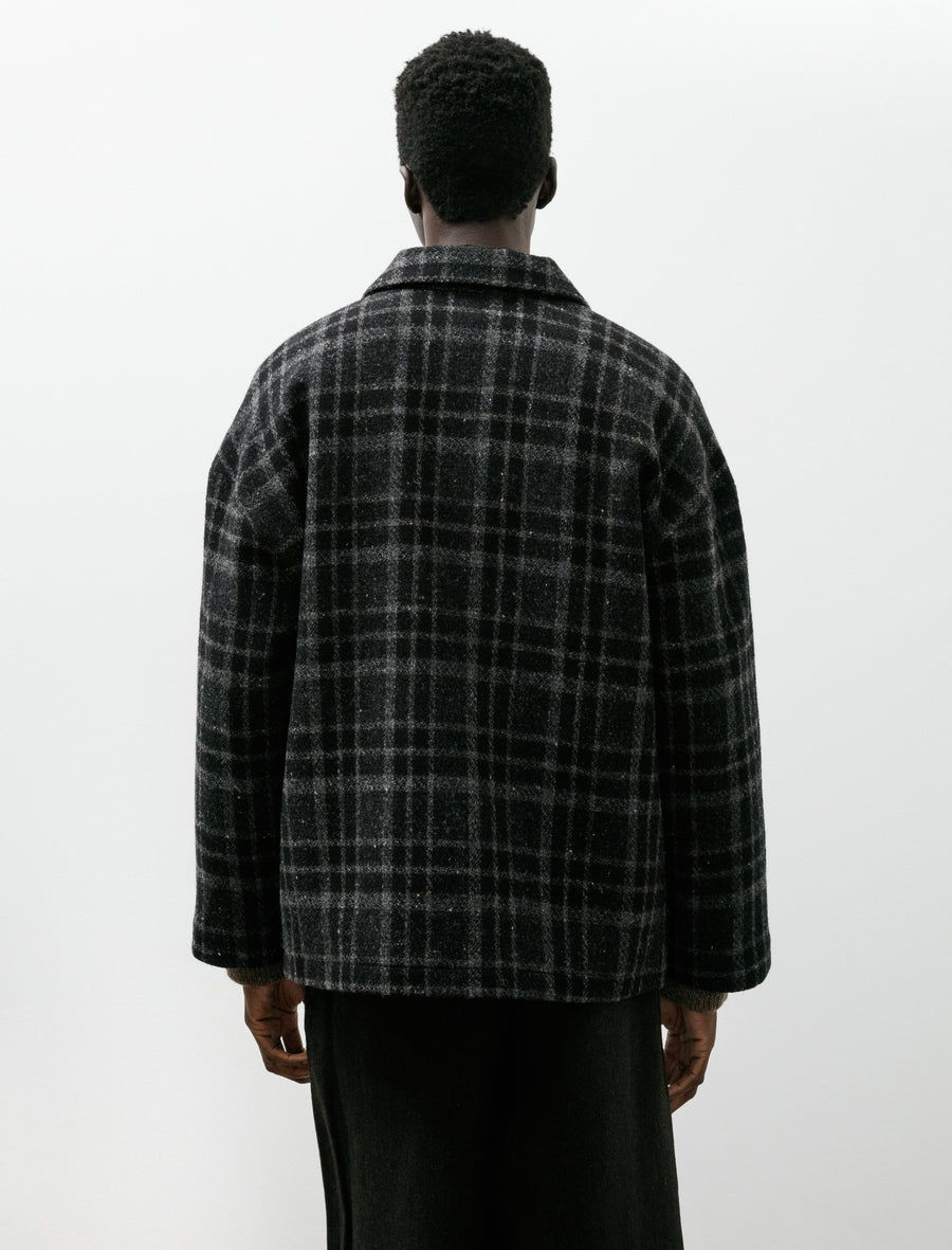 Field Shirt Two Wool Tweed Check Black Grey - Image 2