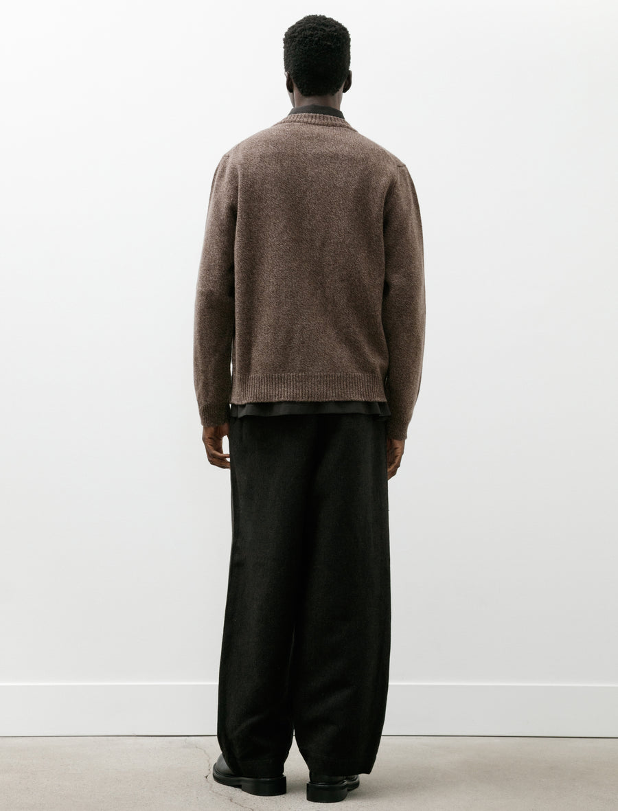 Flat Front Pant Wool Linen Herringbone Black Brown - Image 2