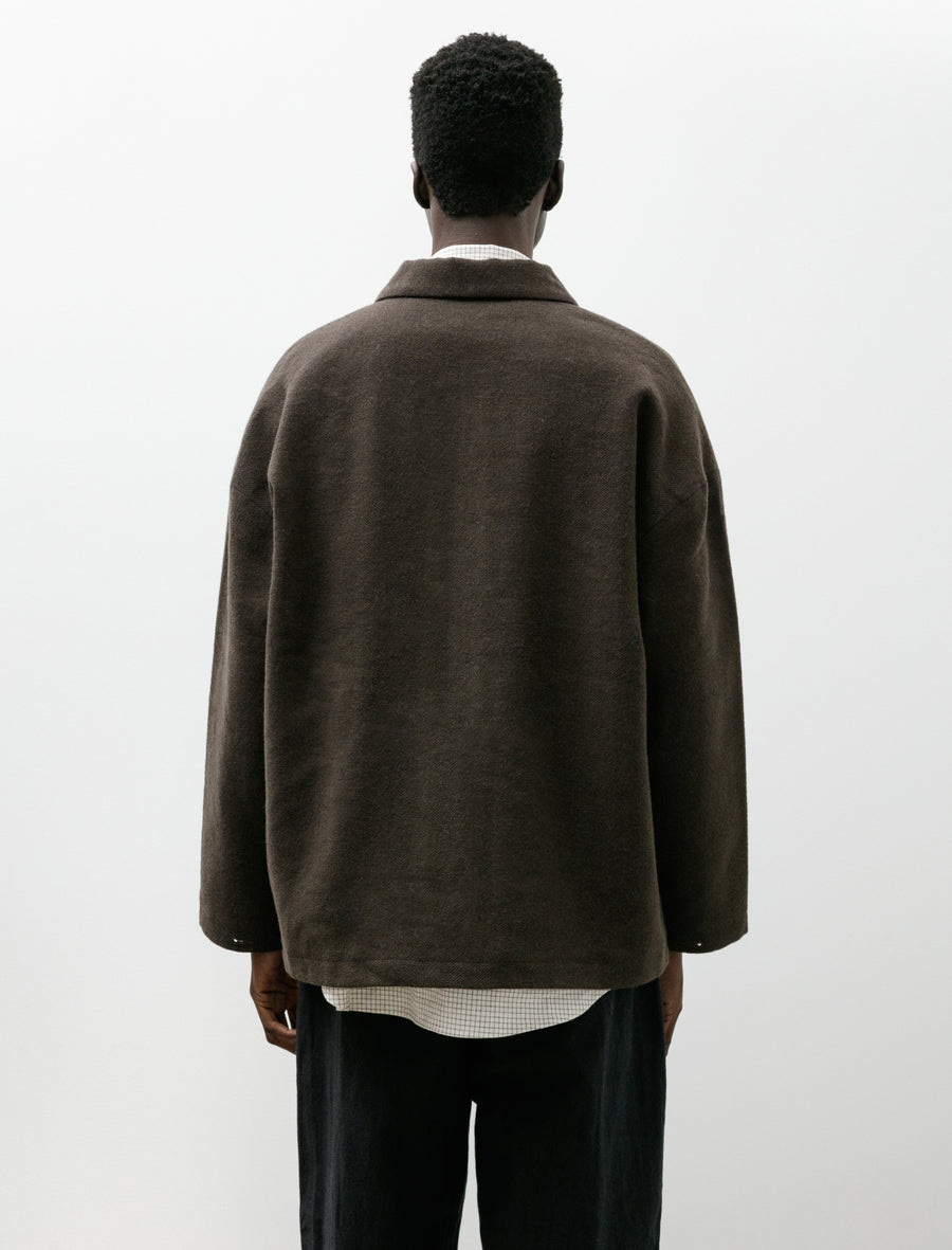 Field Shirt Two Heavy Wool Linen Herringbone Dark Olive - Image 2