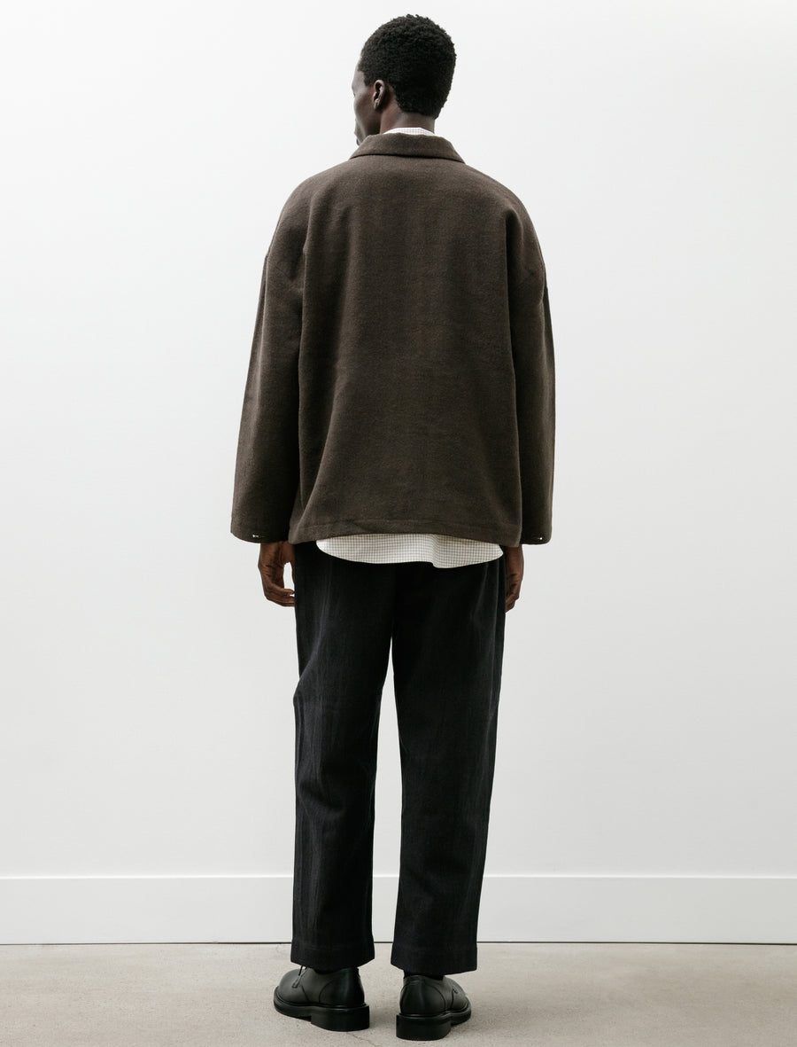 Single Pleat Pant Yarn Dyed Cotton Twill Navy Grey - Image 2