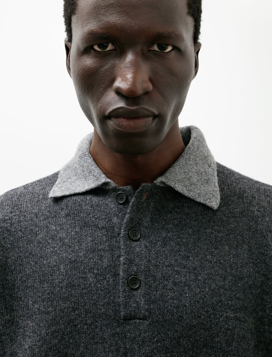 Knit Polo Yak Wool Charcoal Light Grey - Image 4