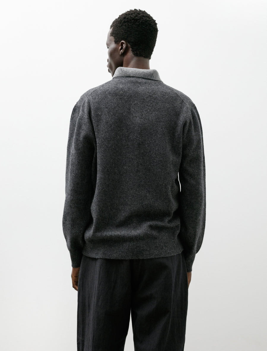Knit Polo Yak Wool Charcoal Light Grey - Image 2