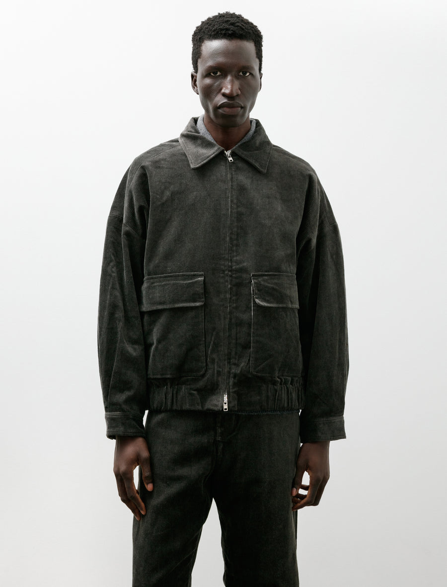 Zip Jacket Two Carbon Dyed Corduroy Charcoal - Image 4