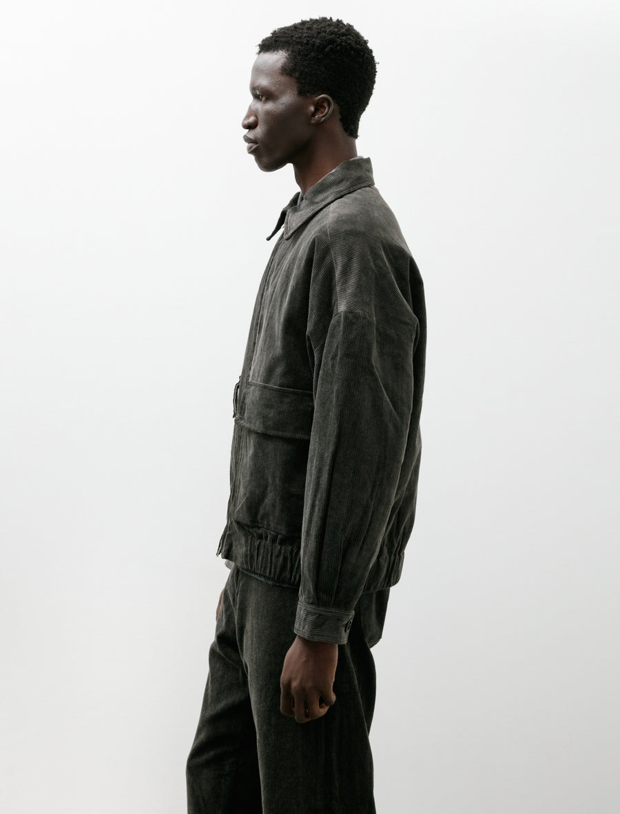 Zip Jacket Two Carbon Dyed Corduroy Charcoal - Image 3