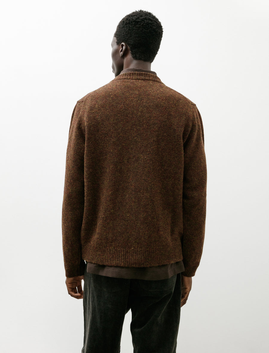 Crewneck Cardigan Top Dyed Wool Dark Olive - Image 2