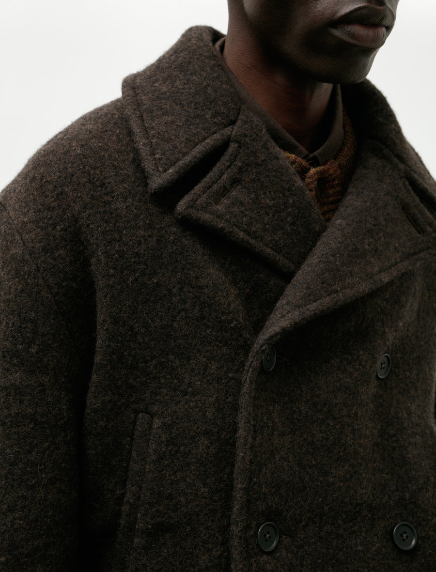 Peacoat Brushed Wool Coating Dark Brown - Image 5