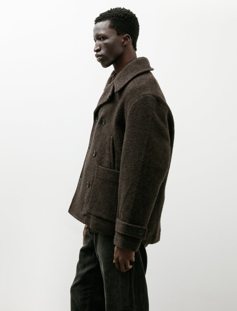 Peacoat Brushed Wool Coating Dark Brown - Image 3